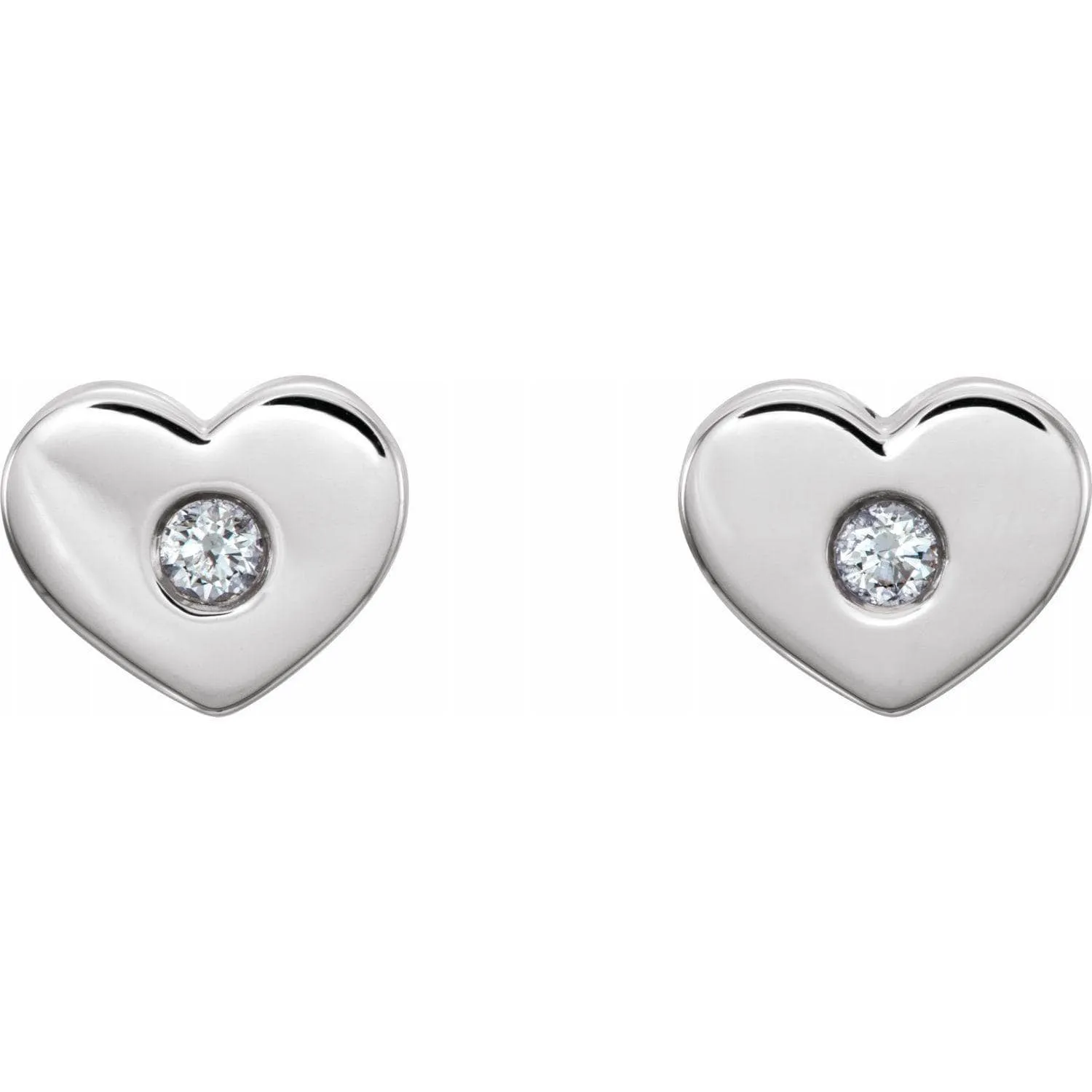 14k Gold Heart Stud Earring with Diamond Accent