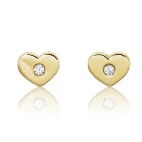 14k Gold Heart Stud Earring with Diamond Accent