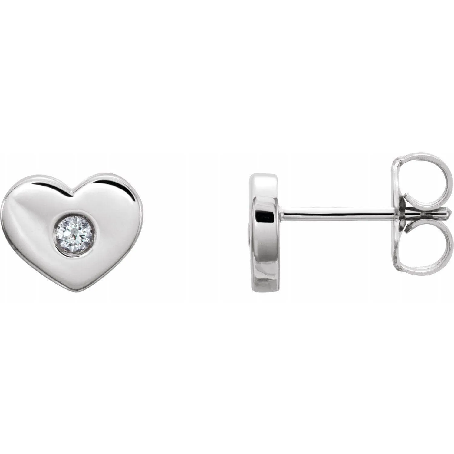 14k Gold Heart Stud Earring with Diamond Accent