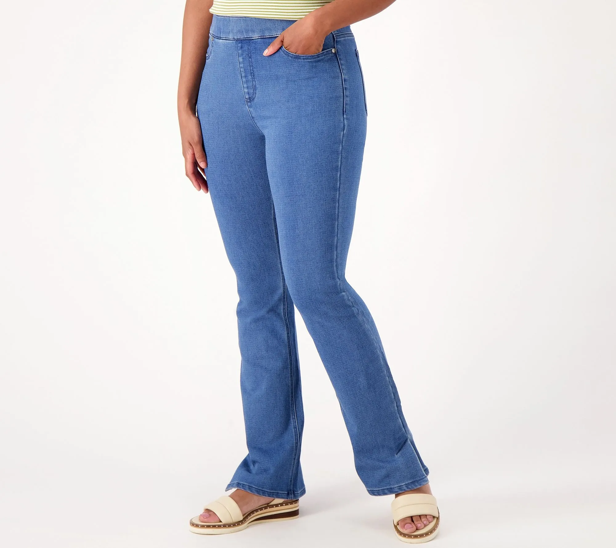 "As Is" Isaac Mizrahi Live! Divine Denim Tall Pull On Bootcut Jean