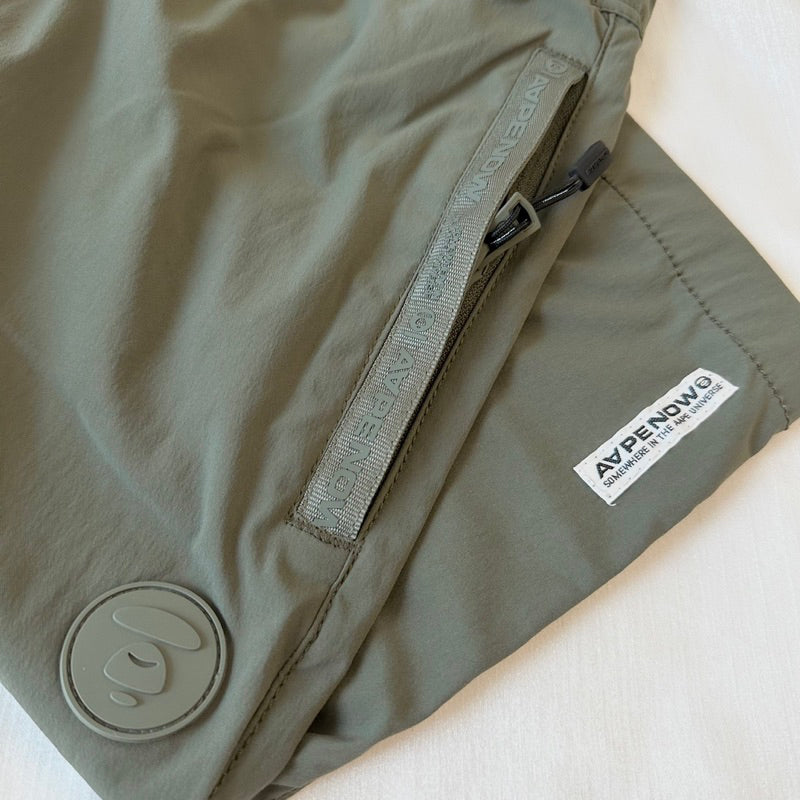 AAPE By Bathing Ape Now Badge Nylon Shorts Khaki [6947]