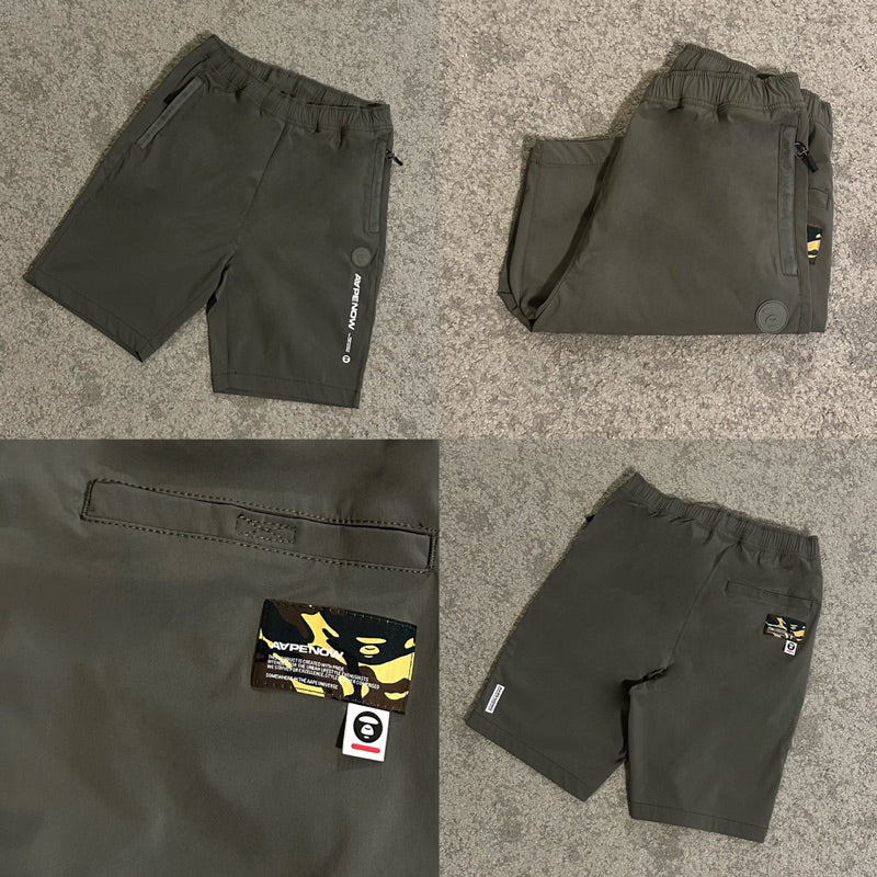 AAPE By Bathing Ape Now Badge Nylon Shorts Khaki [6947]