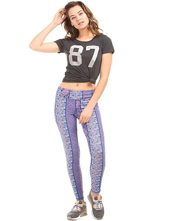 Aeropostale Elasticized Waist Printed Leggings