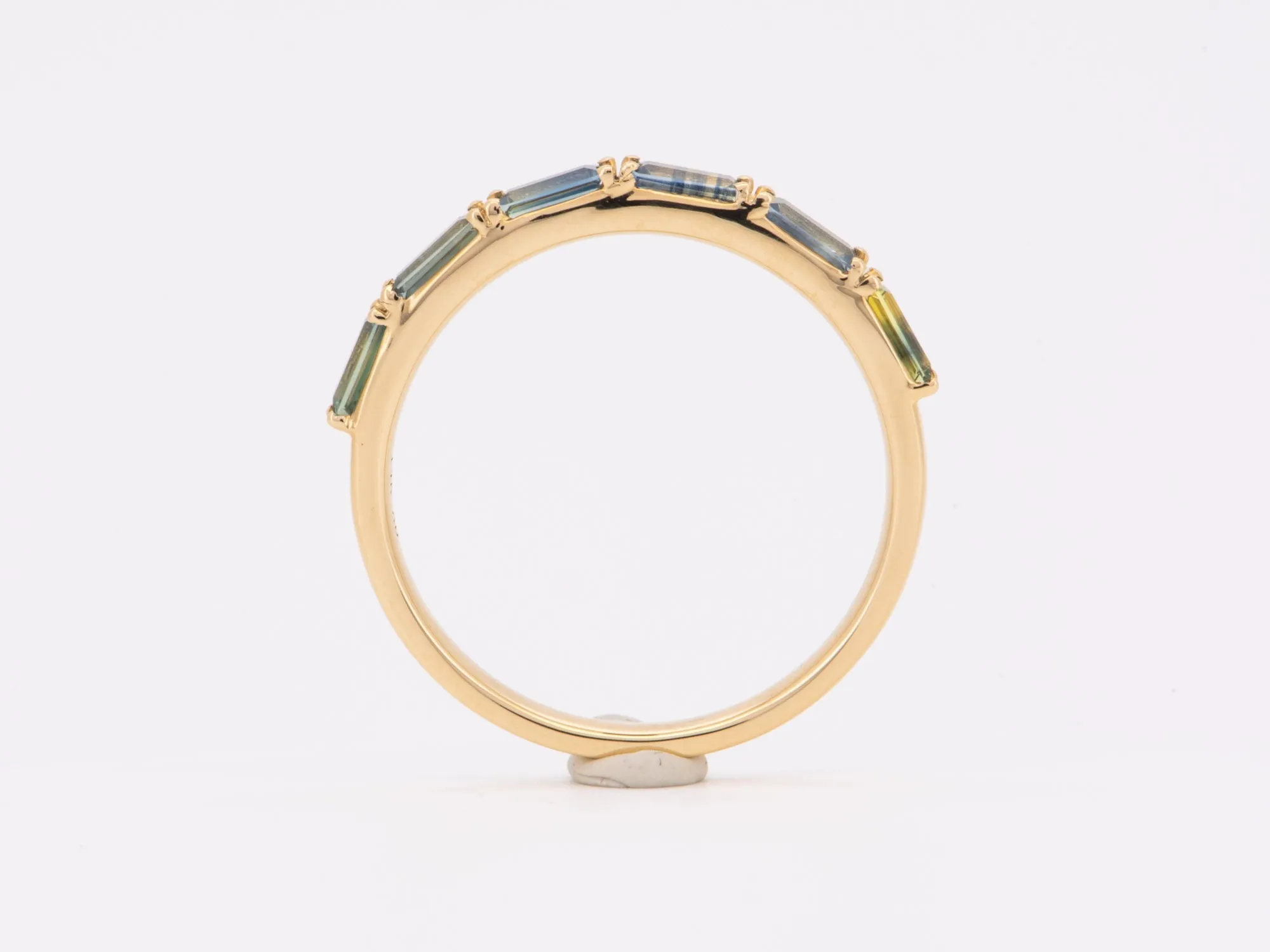 Baguette Teal Sapphire Wedding Band 14K Gold R6550