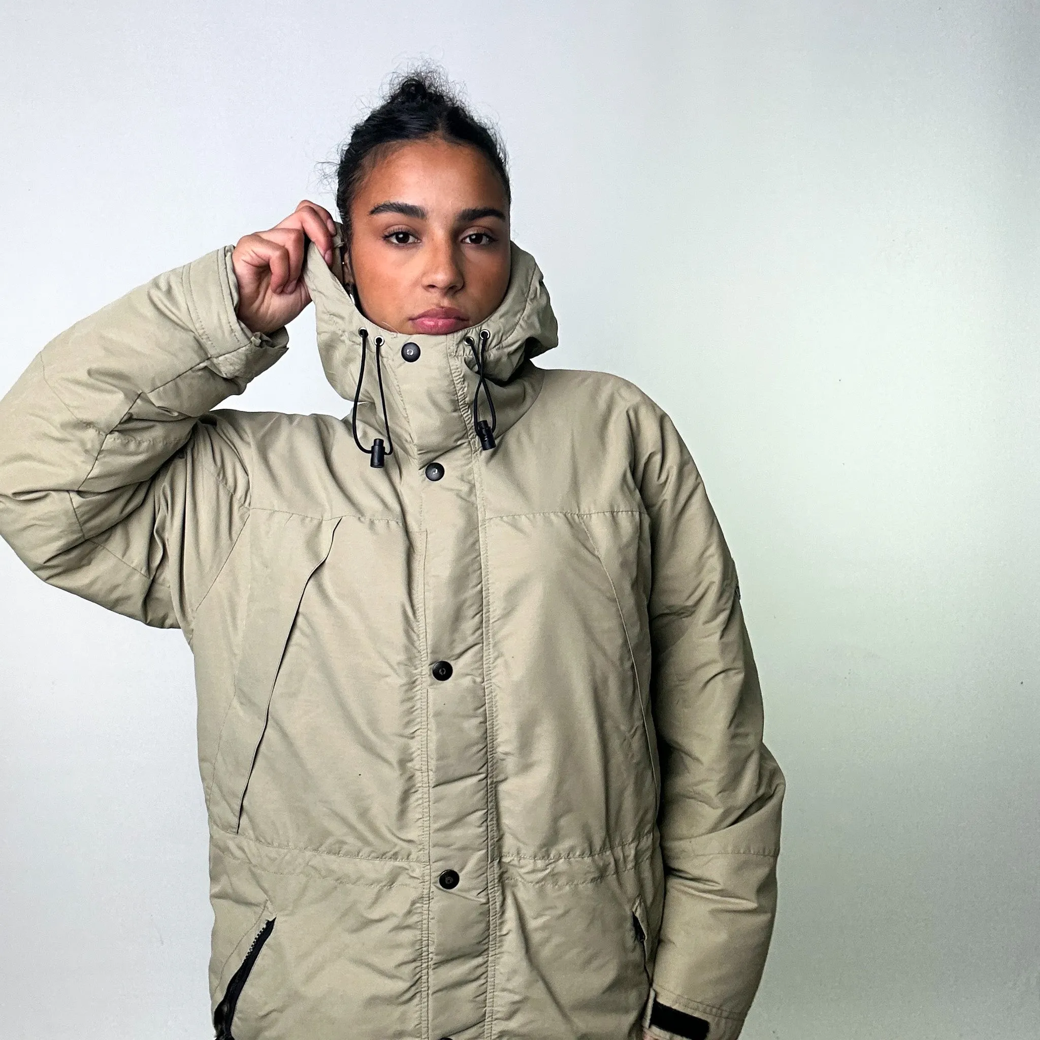 Beige Tan 90s Moncler Grenoble Puffer Jacket Coat (L)