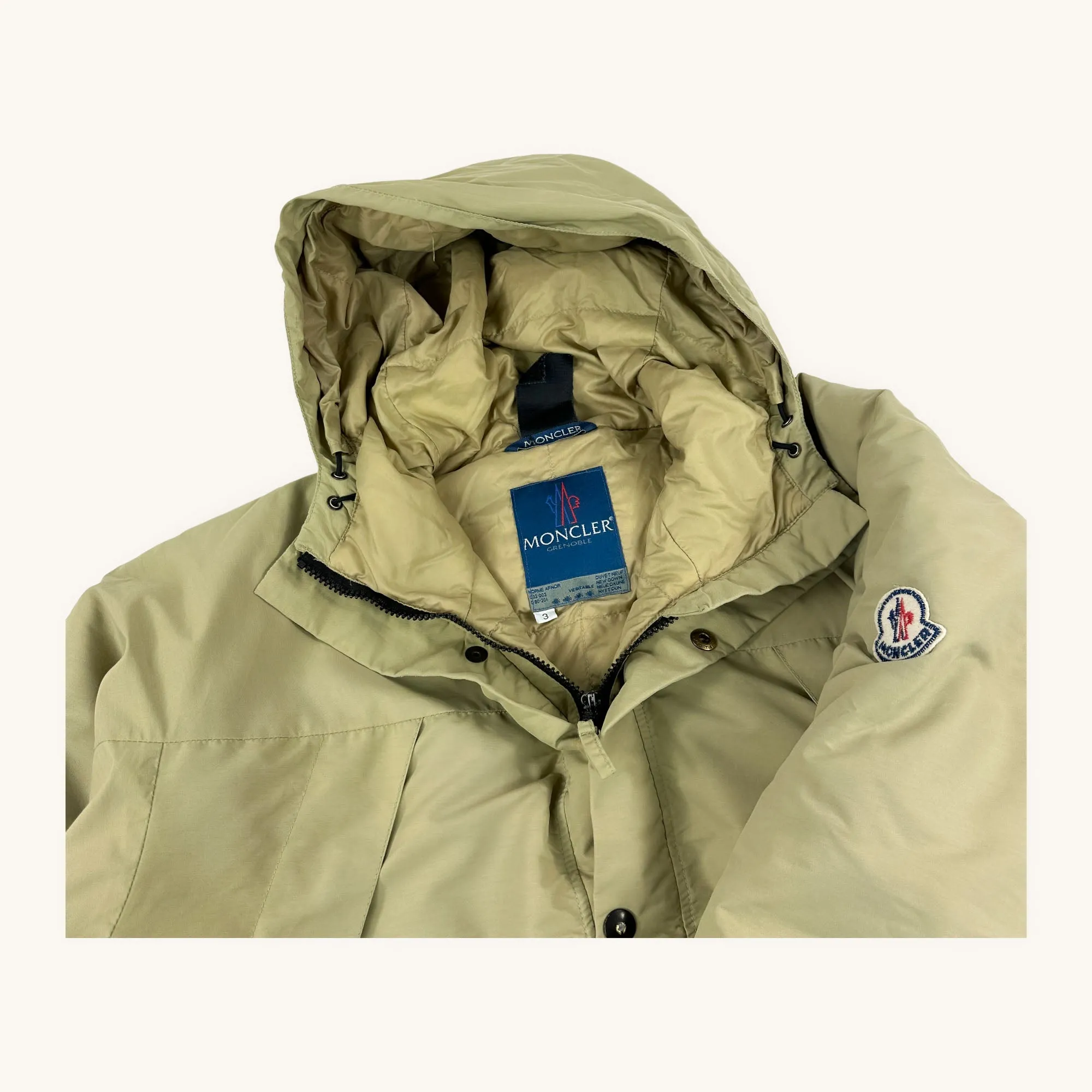 Beige Tan 90s Moncler Grenoble Puffer Jacket Coat (L)