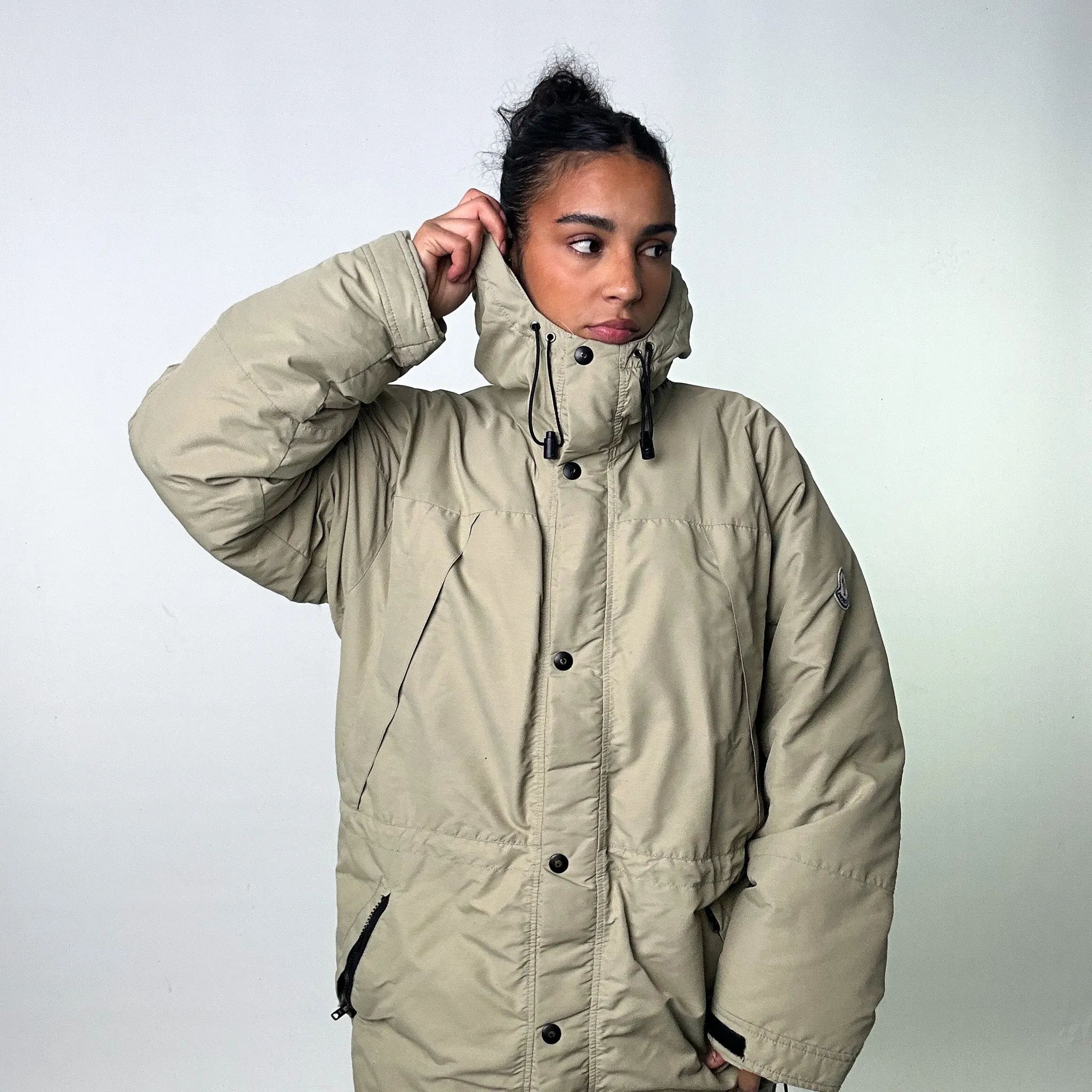 Beige Tan 90s Moncler Grenoble Puffer Jacket Coat (L)