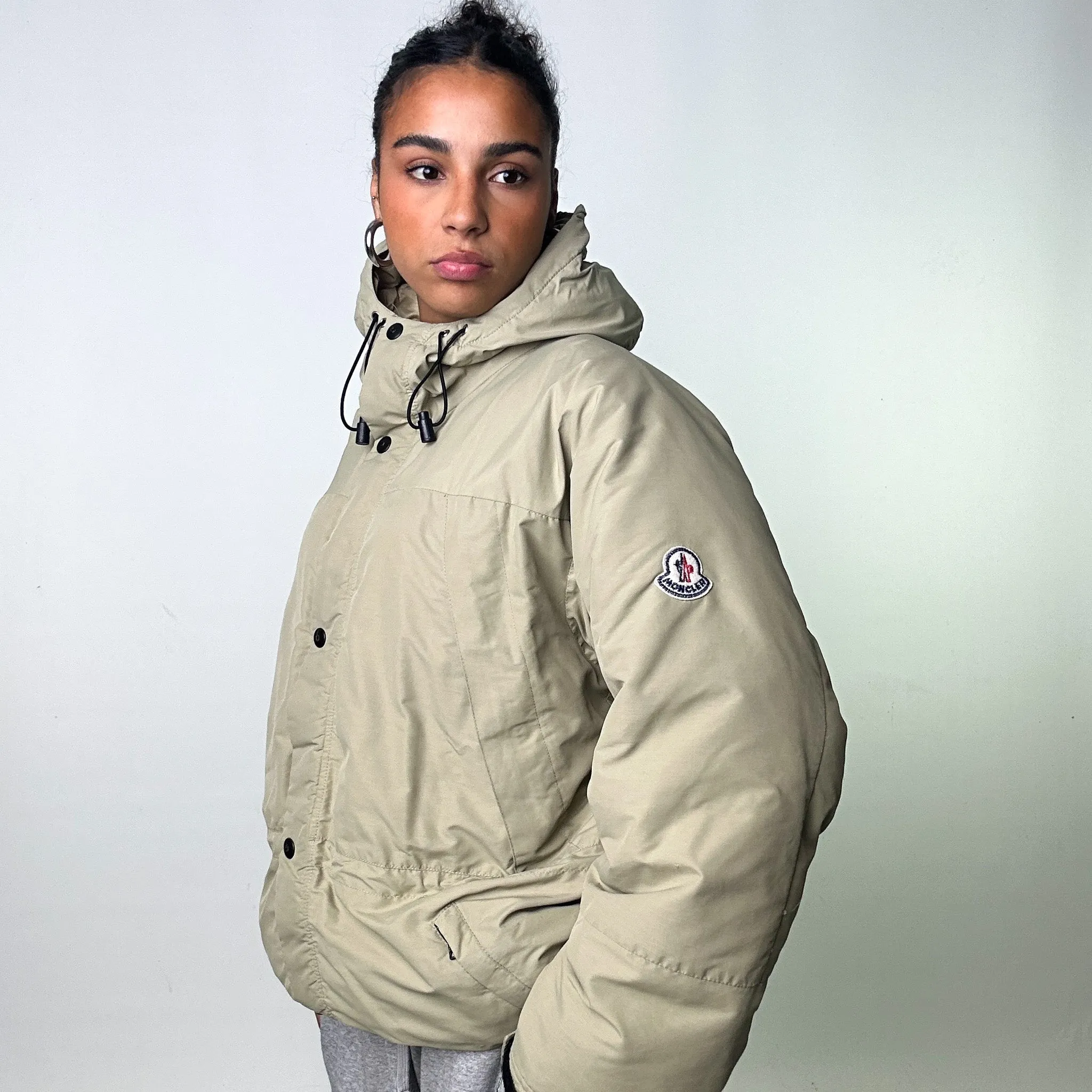 Beige Tan 90s Moncler Grenoble Puffer Jacket Coat (L)