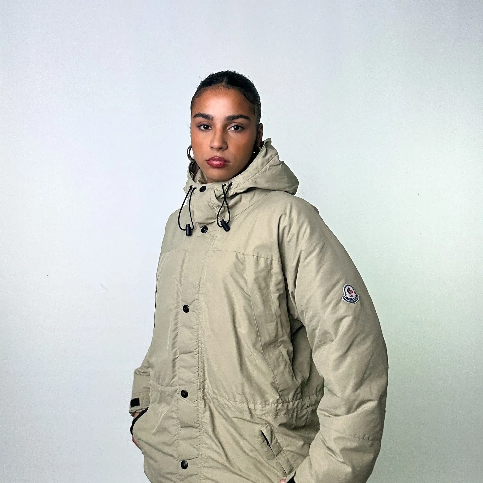 Beige Tan 90s Moncler Grenoble Puffer Jacket Coat (L)