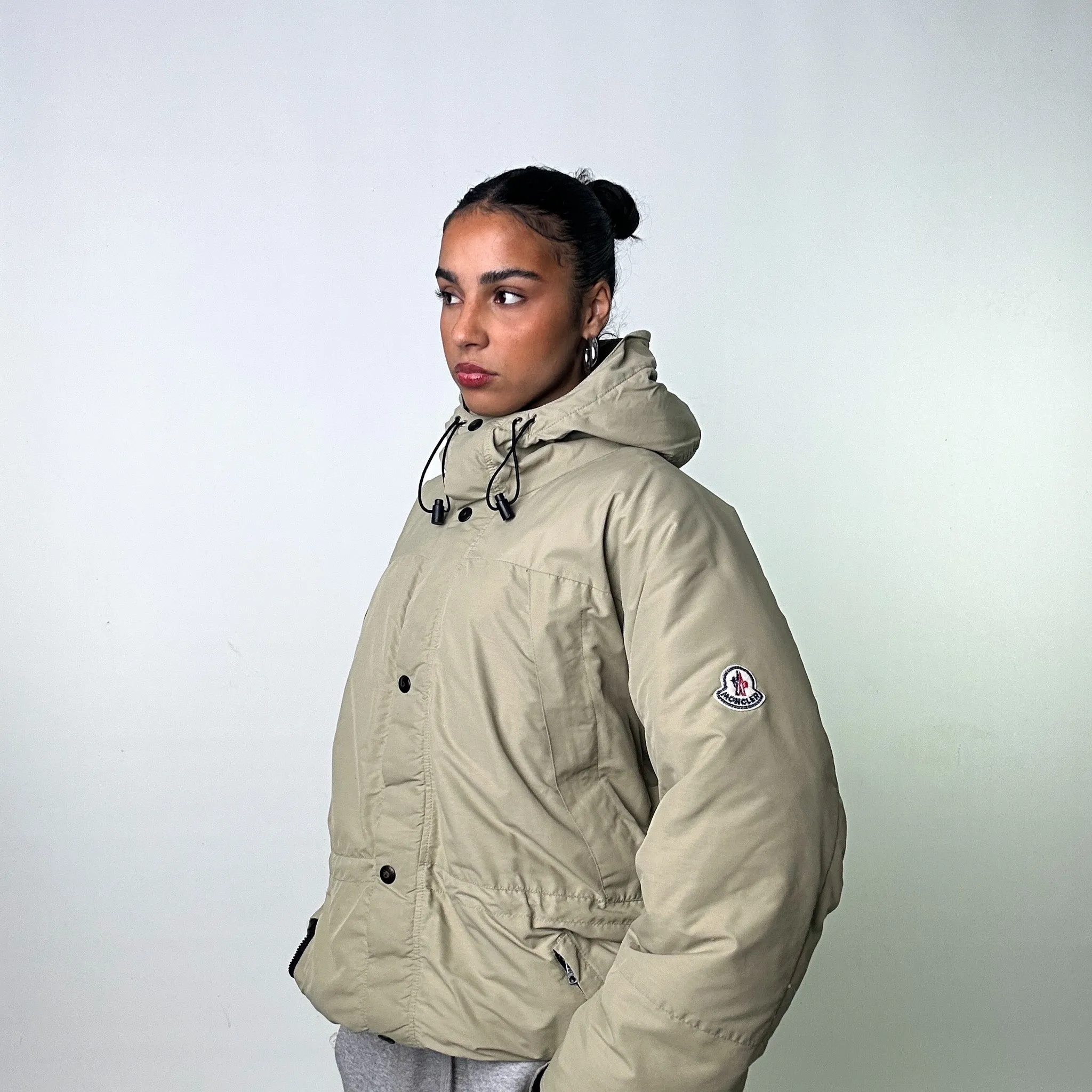 Beige Tan 90s Moncler Grenoble Puffer Jacket Coat (L)