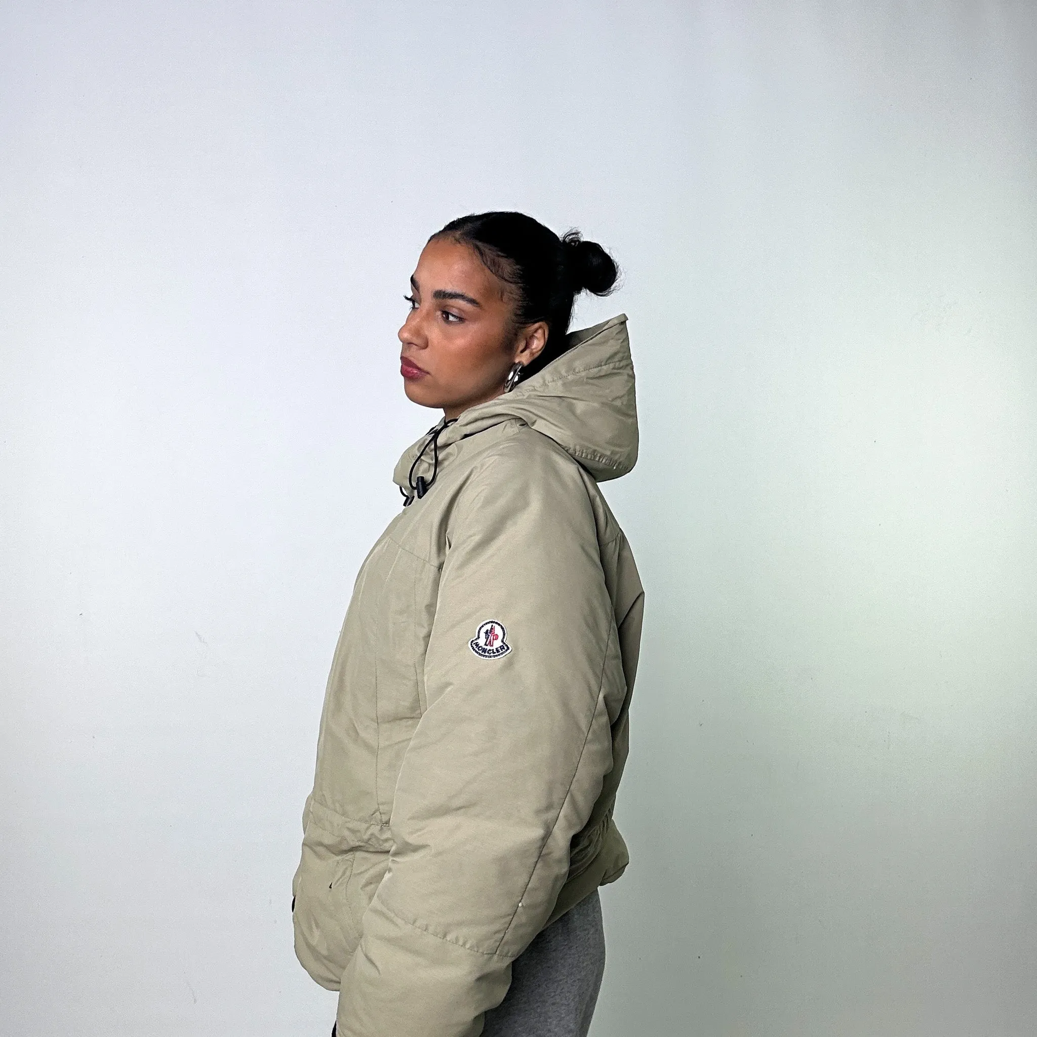 Beige Tan 90s Moncler Grenoble Puffer Jacket Coat (L)