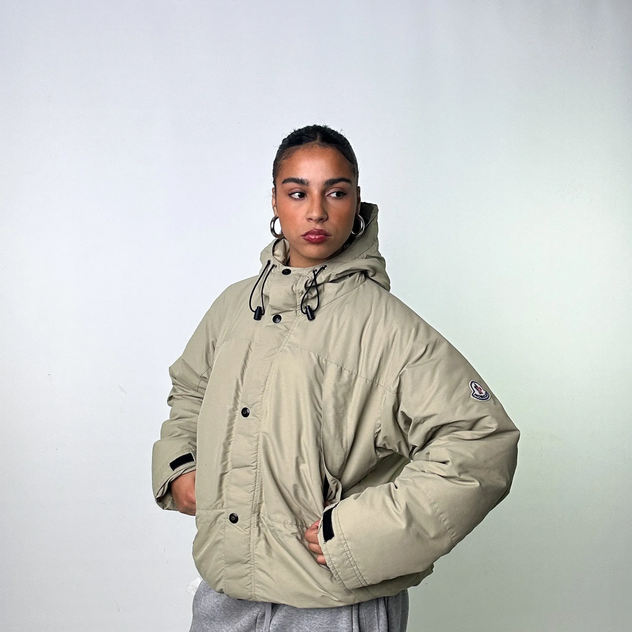 Beige Tan 90s Moncler Grenoble Puffer Jacket Coat (L)