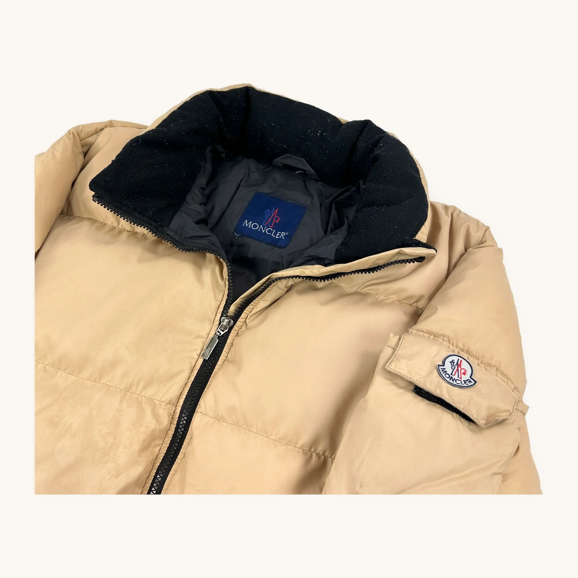 Beige Tan 90s Moncler Grenoble Puffer Jacket Coat (XXL)