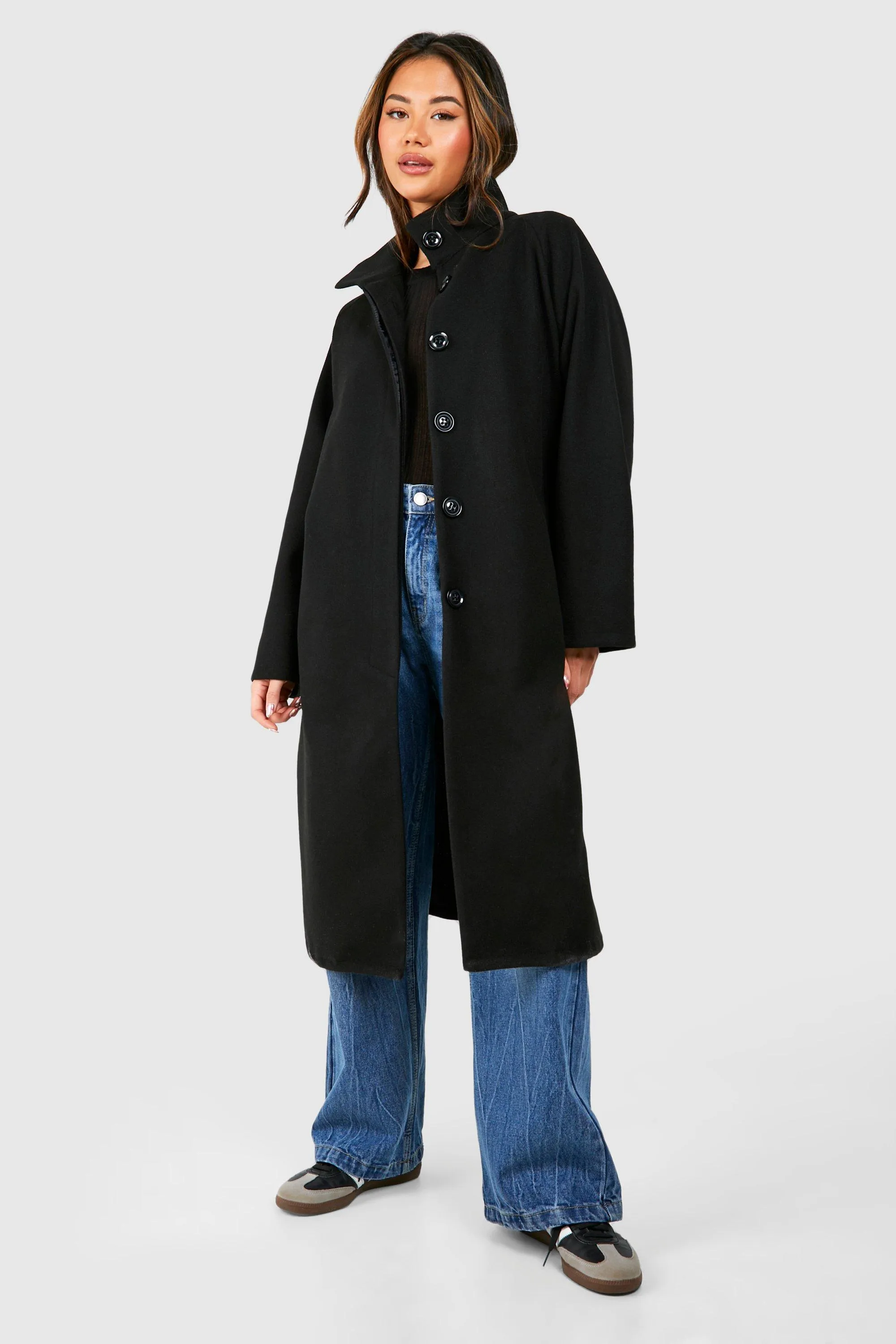 Belted Oversized Wool Look Coat