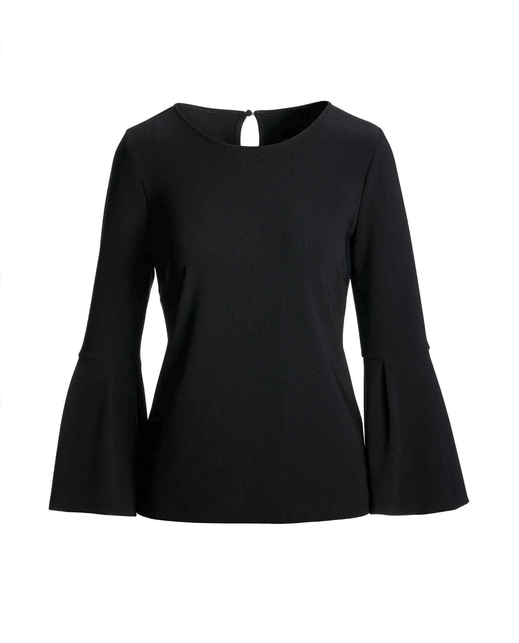 Beyond Travel Crew Neck Bell Sleeve Top Jet Black