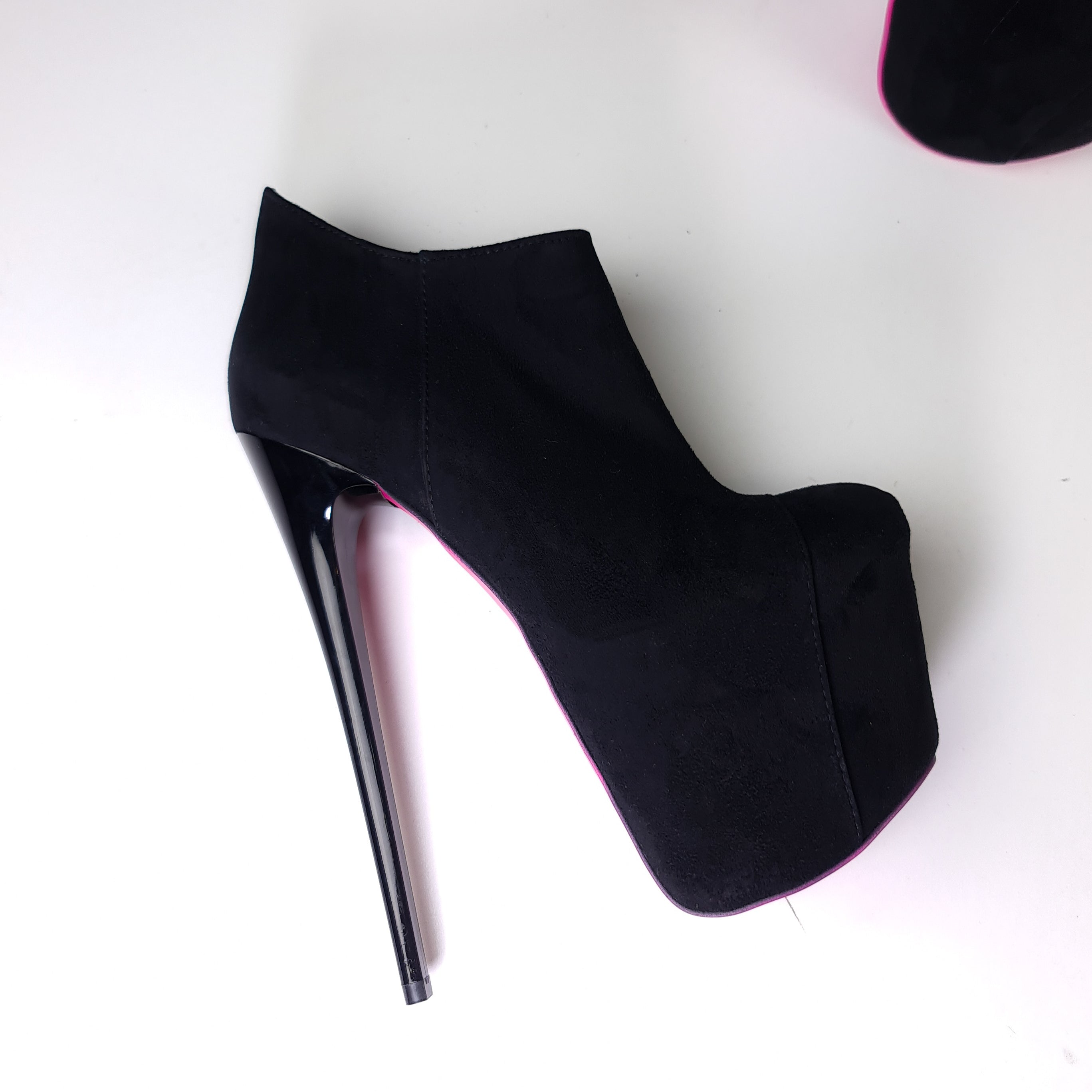 Black Suede Ankle Cut High Heel Booties