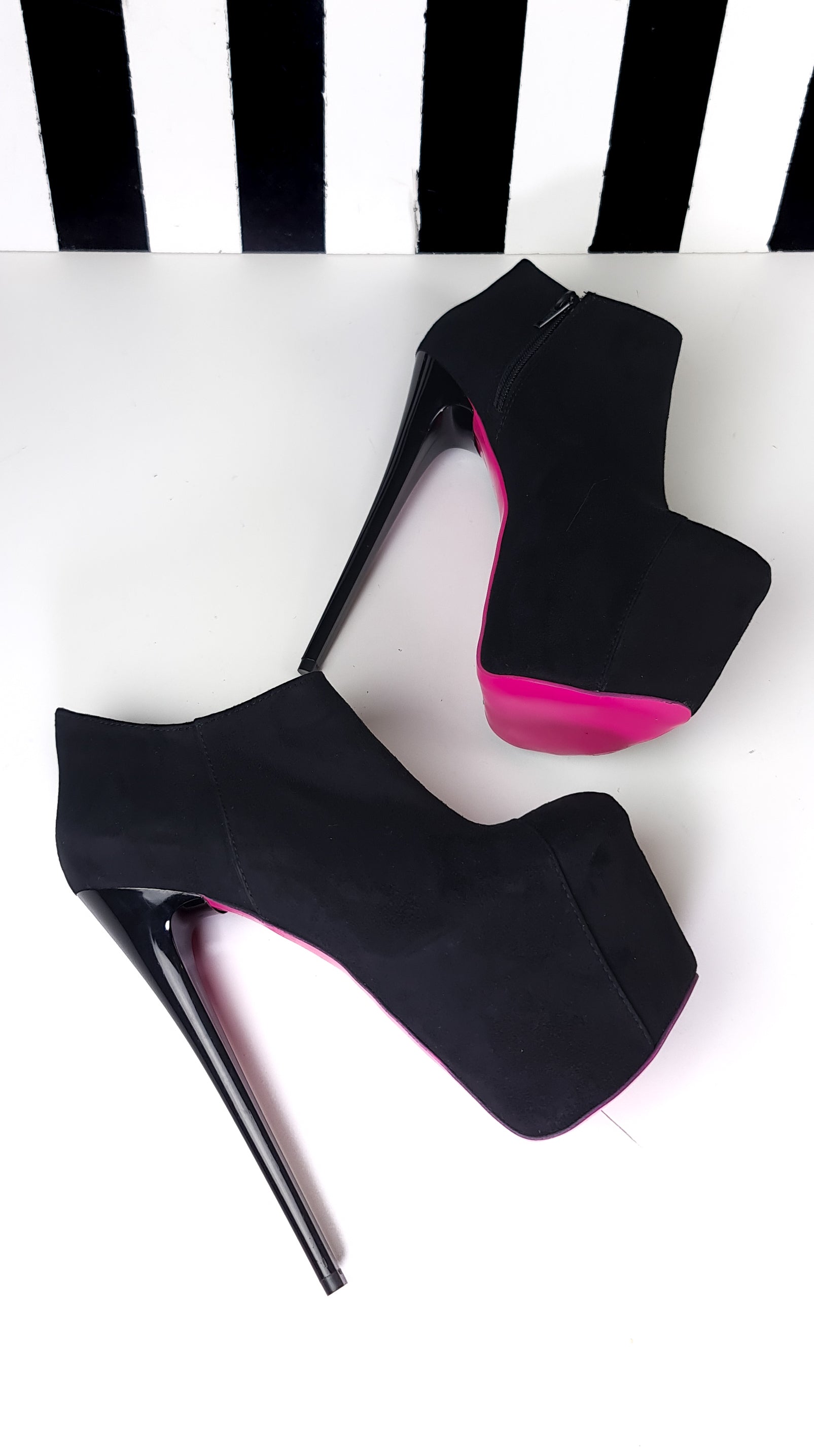 Black Suede Ankle Cut High Heel Booties