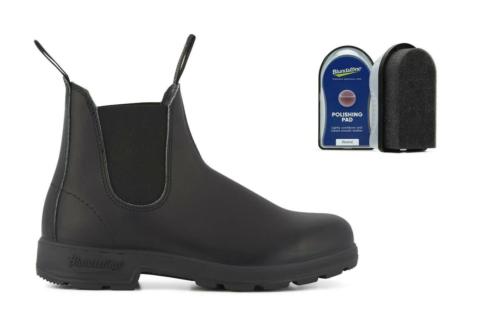 Blundstone #510 Black Leather Chelsea Boot with Polishing Pad