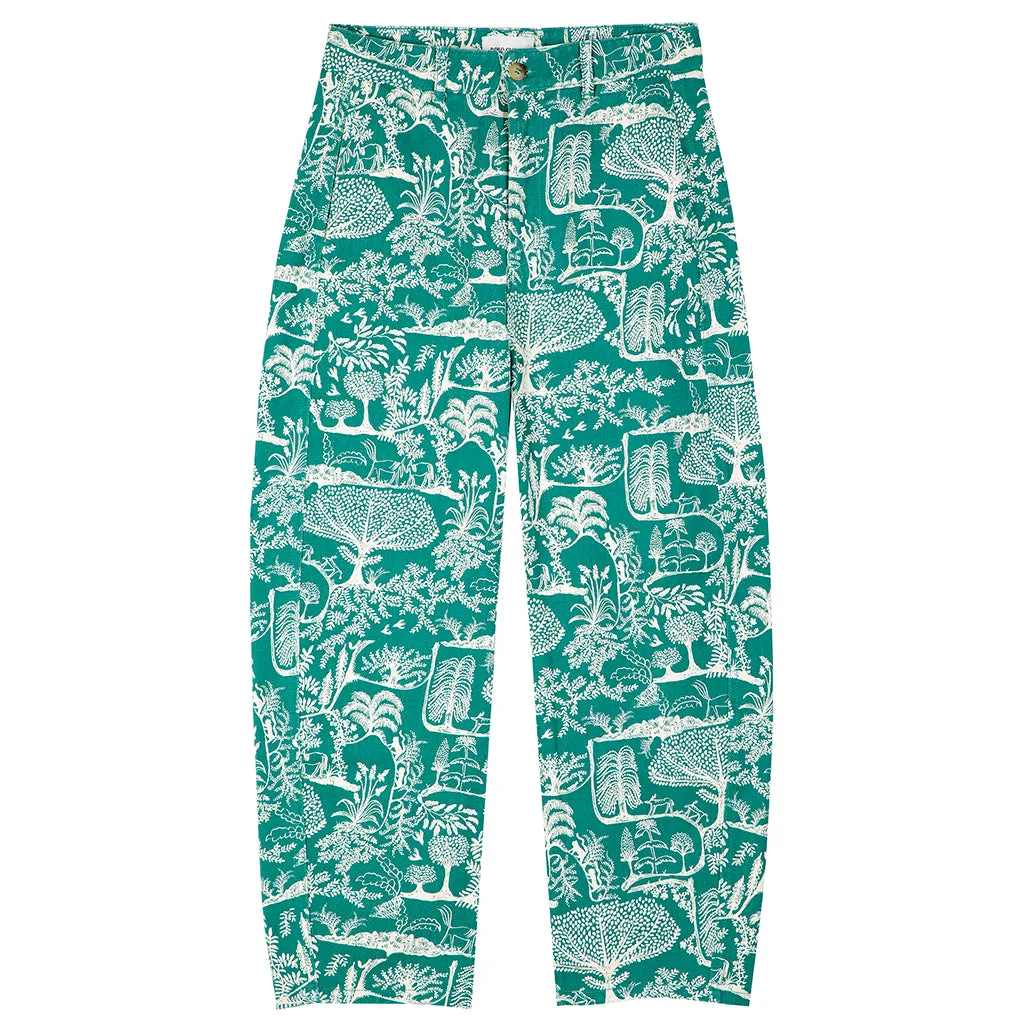 Bobo Choses Woman Tapered Pants Wonderland Print Green