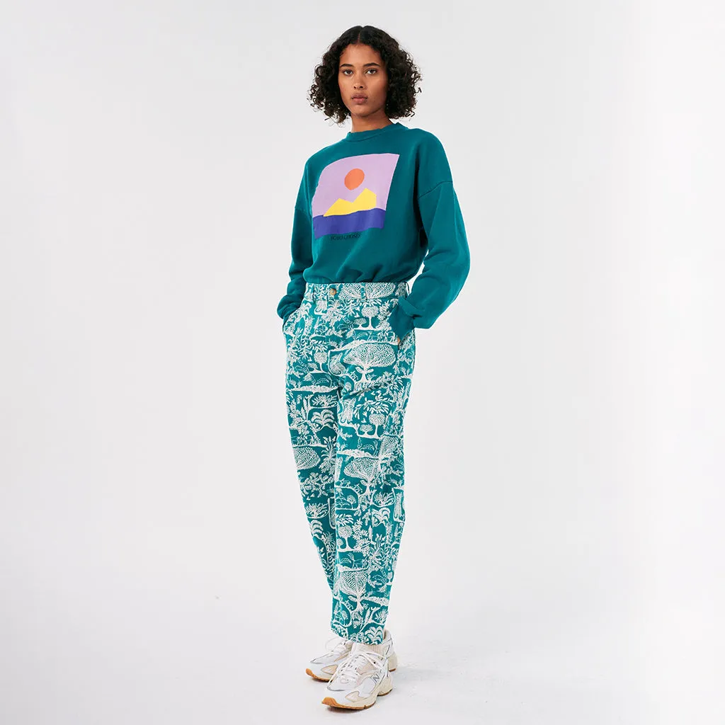 Bobo Choses Woman Tapered Pants Wonderland Print Green