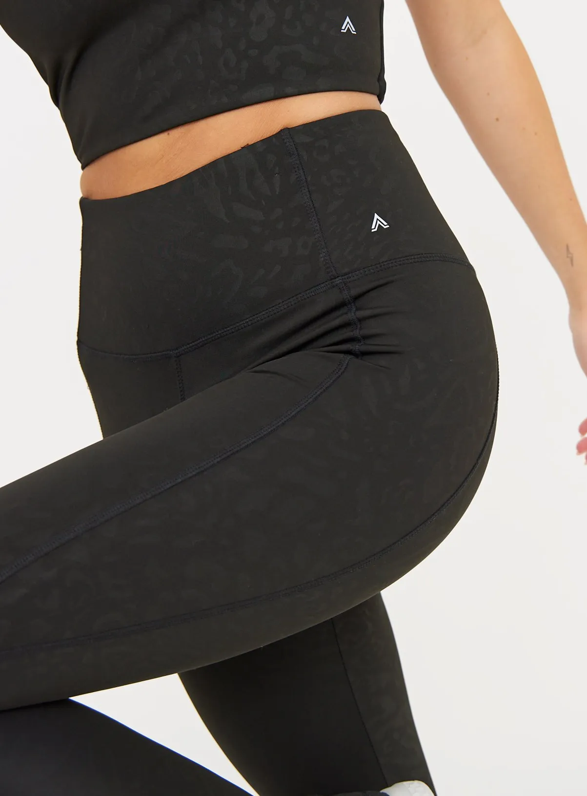 Buy Active Black Leopard Embossed Leggings XL | Sports leggings | Tu