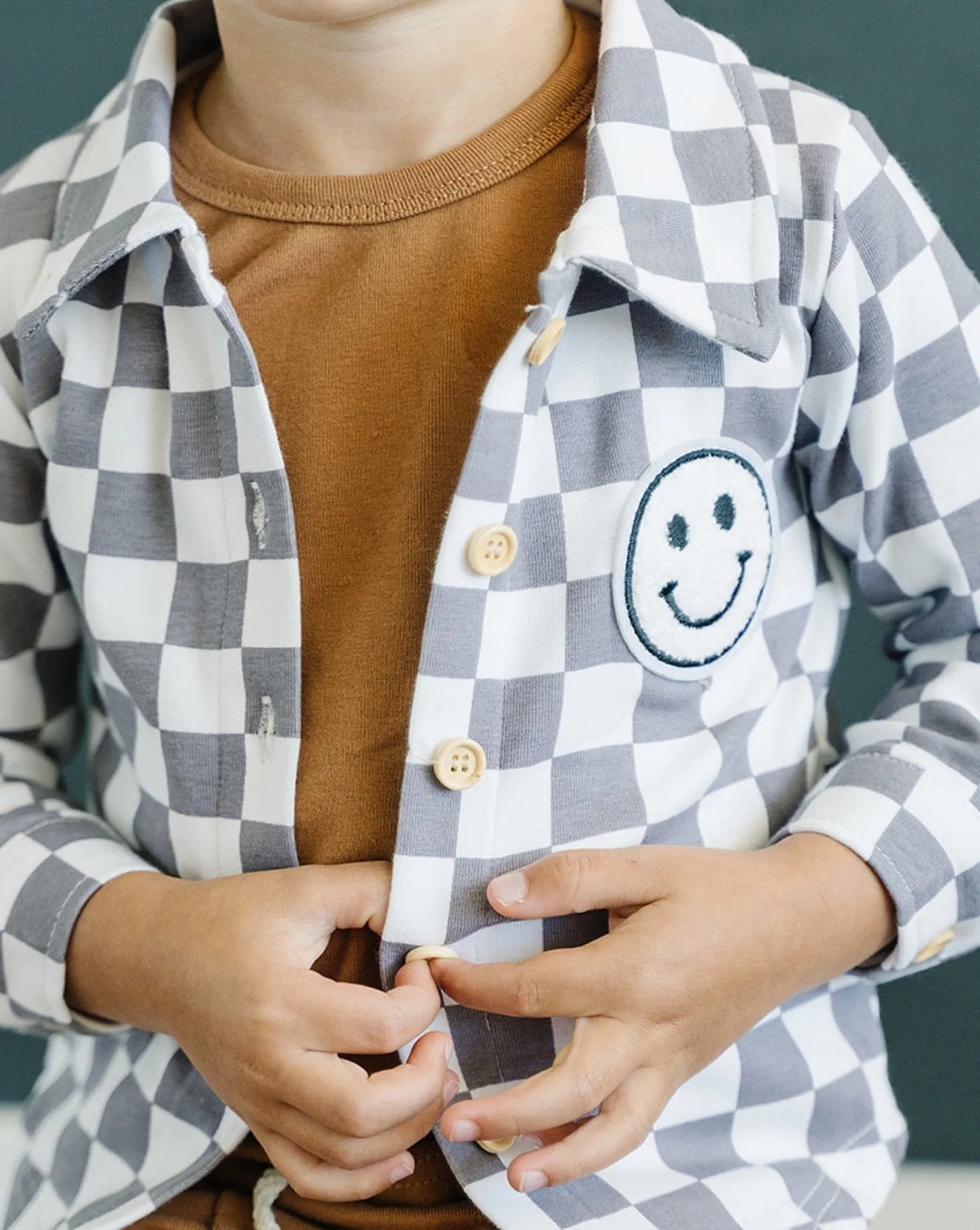 Checkered Smiley Shacket