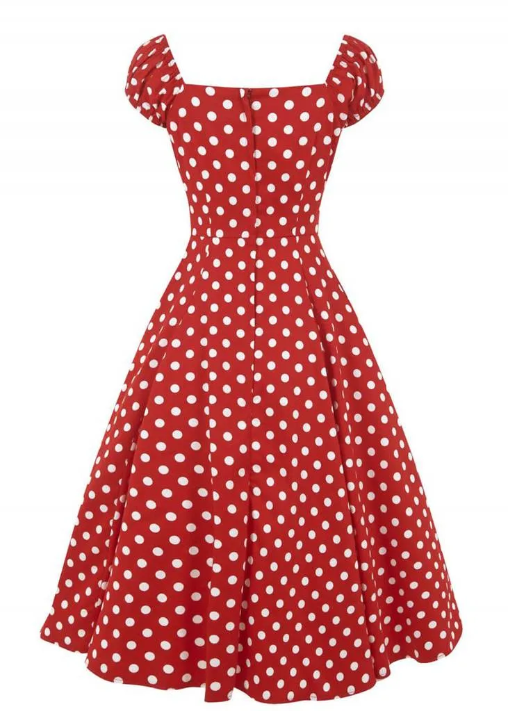 Collectif Dolores Polkadot 50's Swing Dress Red