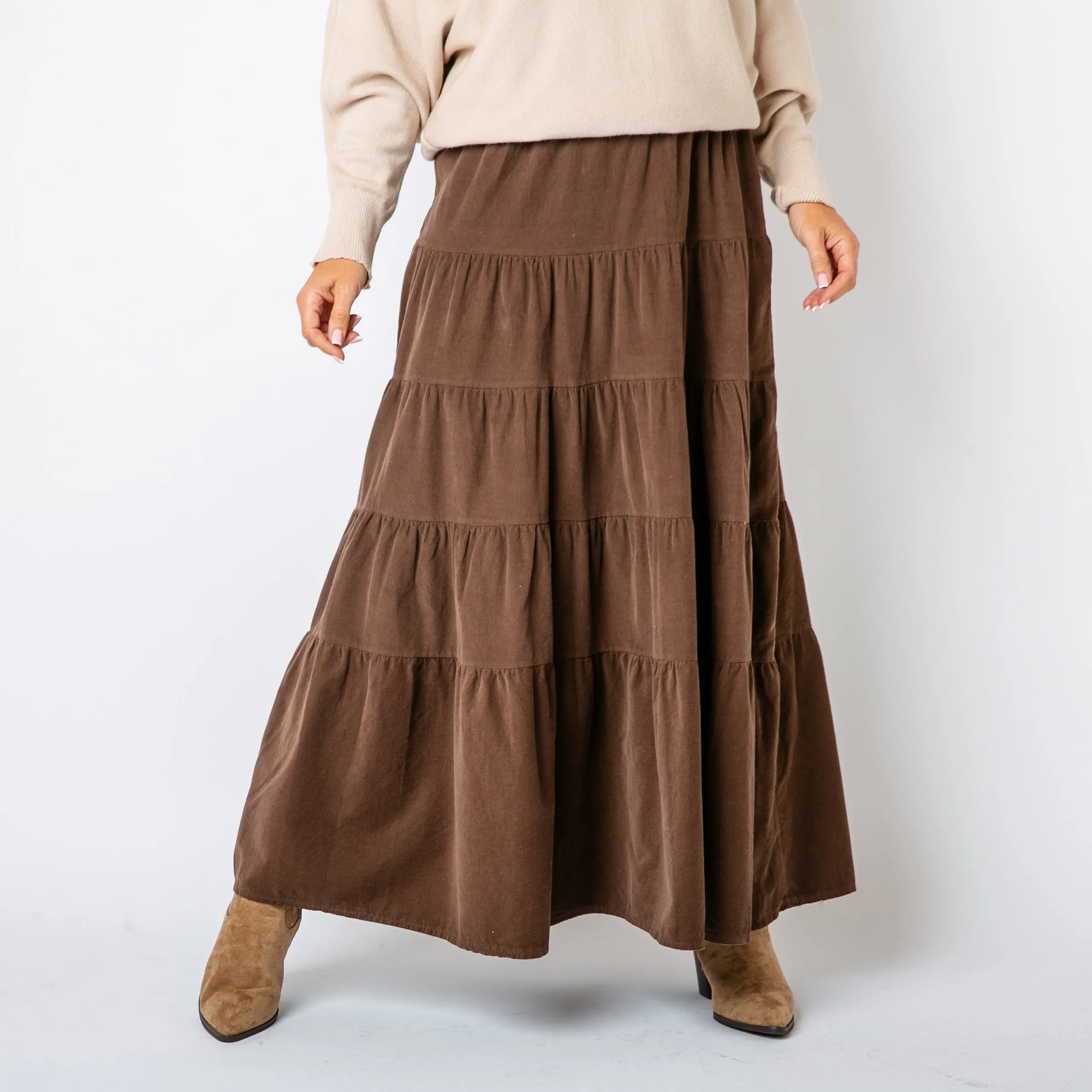 Cord Tiered Skirt