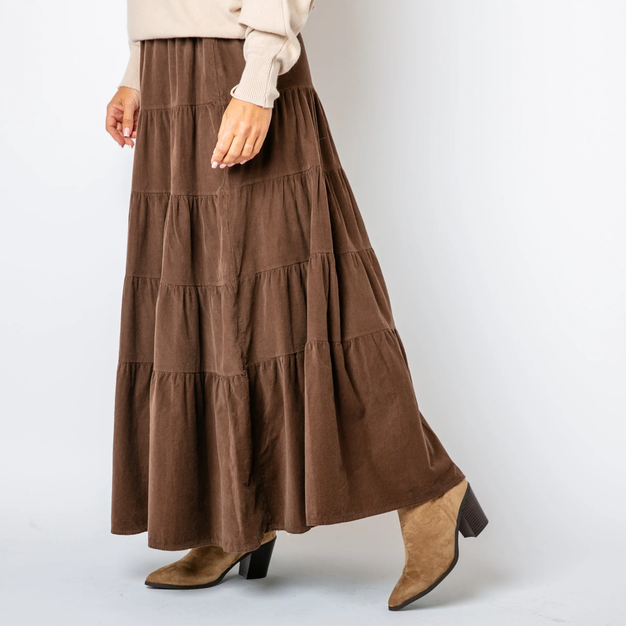 Cord Tiered Skirt