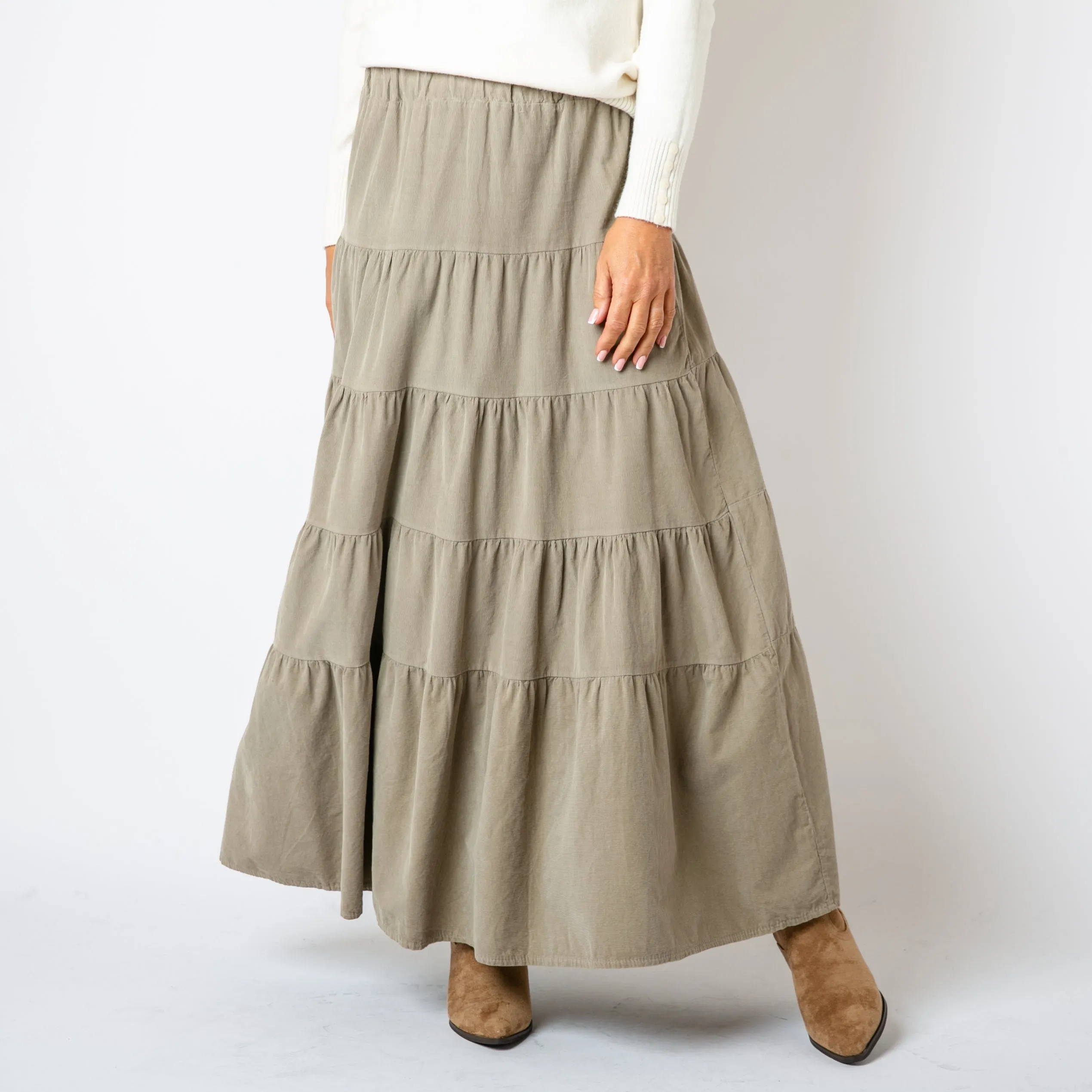 Cord Tiered Skirt