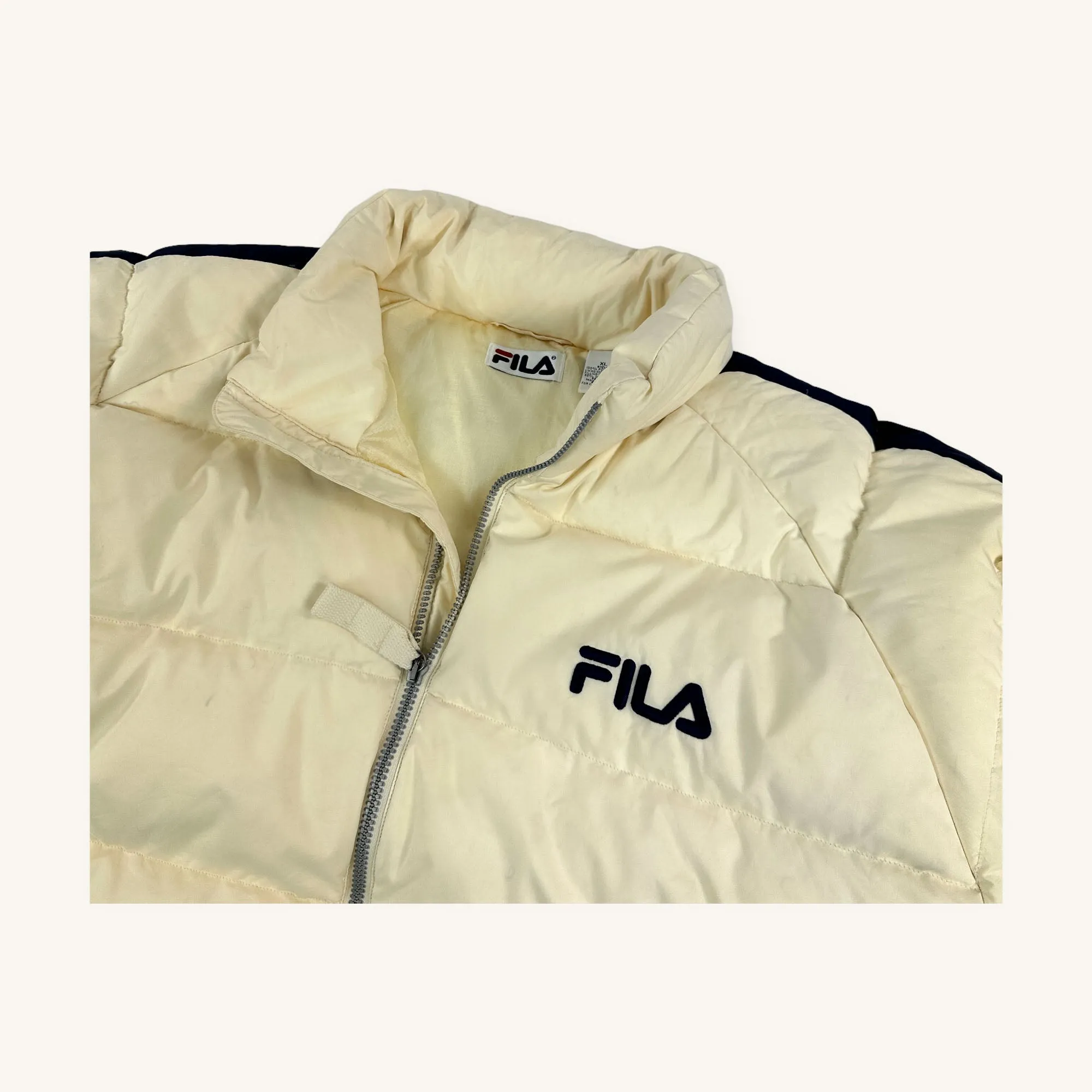 Cream 90s FILA Puffer Jacket Coat (XL)