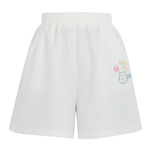 Cute Spring White Bear Shorts MK19174