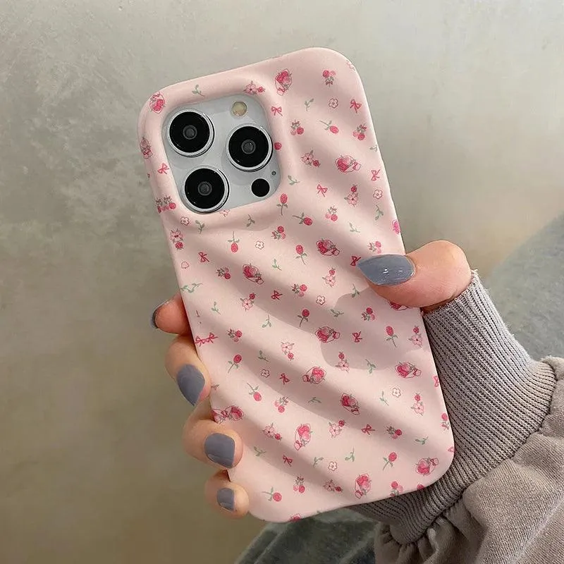 Cute Strawberry Flowers Phone Case for iPhone 11, 12, 13, 14 Pro Max