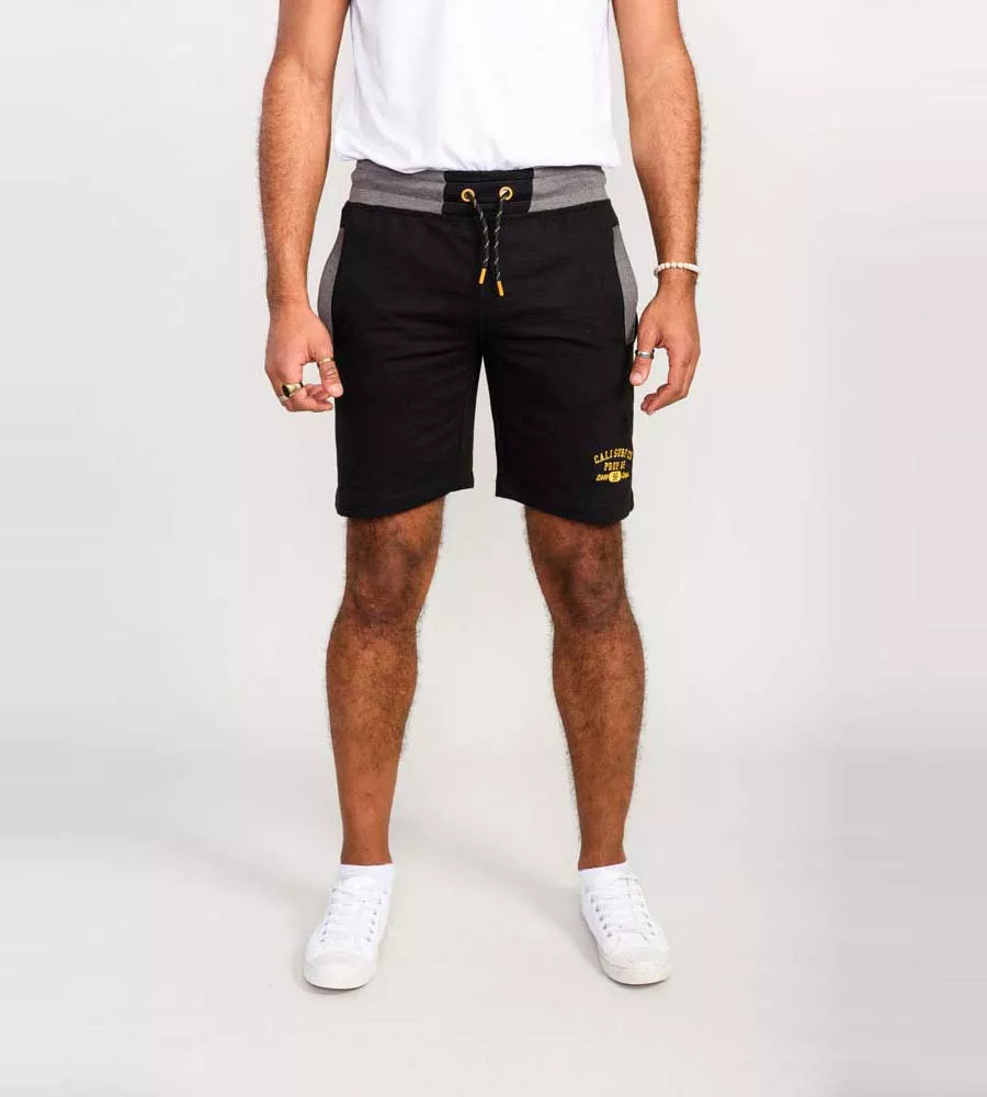 D555 Mens Black Shorts With Elasticated Waist and Loop Back (SUTTON 1)