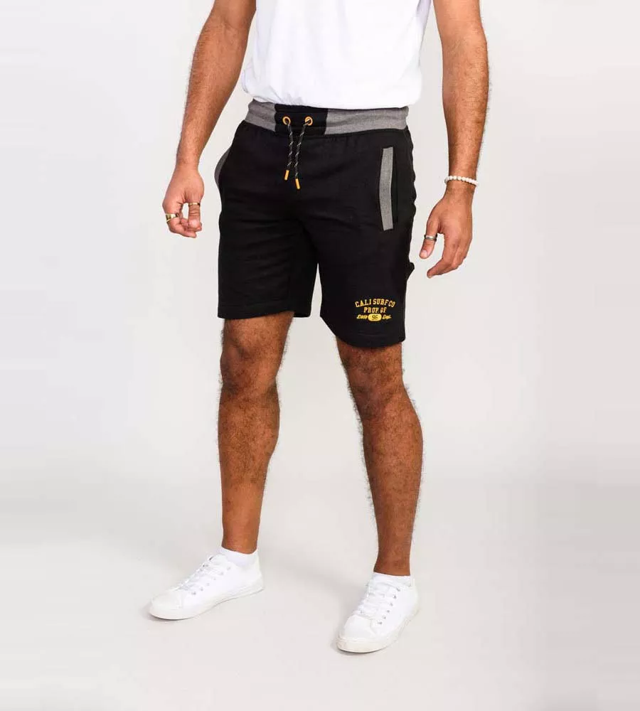 D555 Mens Black Shorts With Elasticated Waist and Loop Back (SUTTON 1)