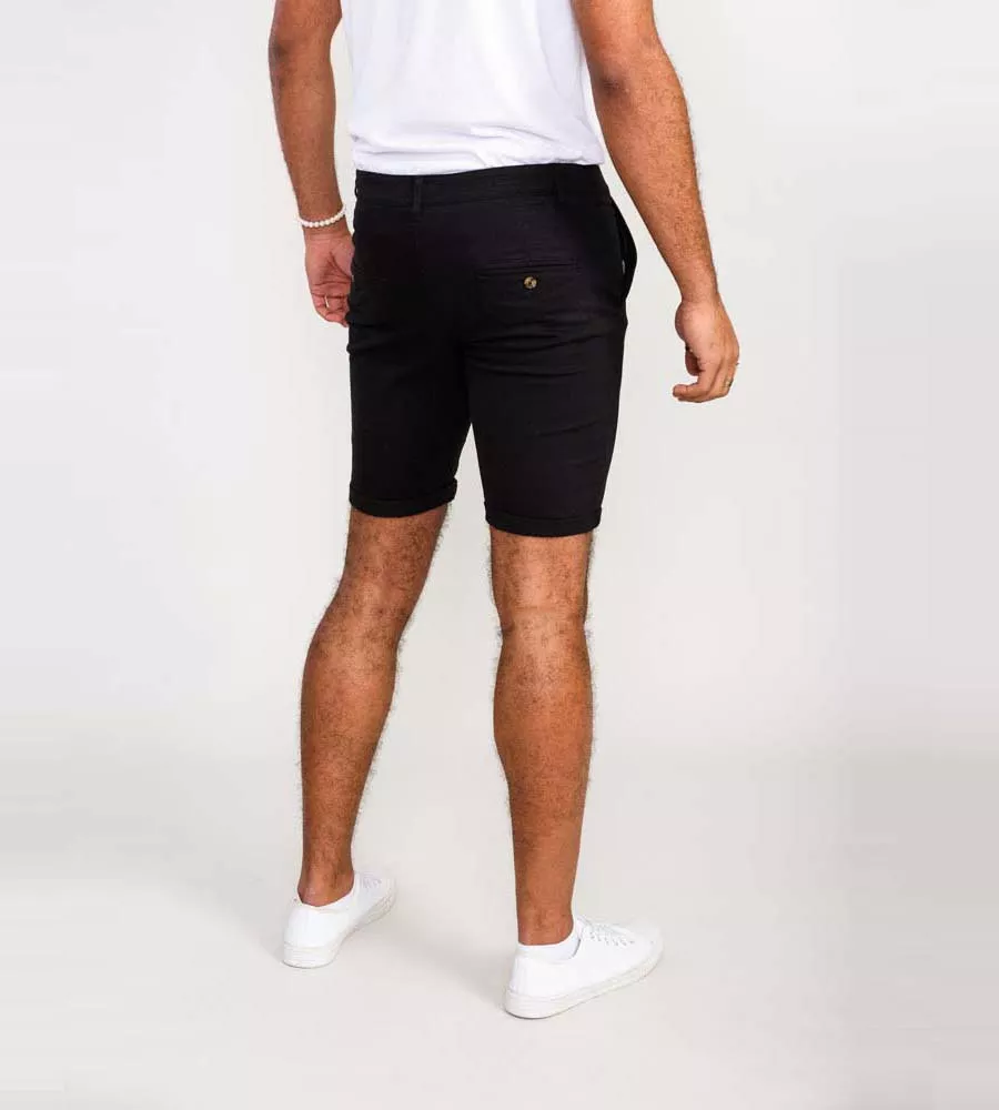 D555 Mens Black Stretch Chino Shorts (NELSON 2)