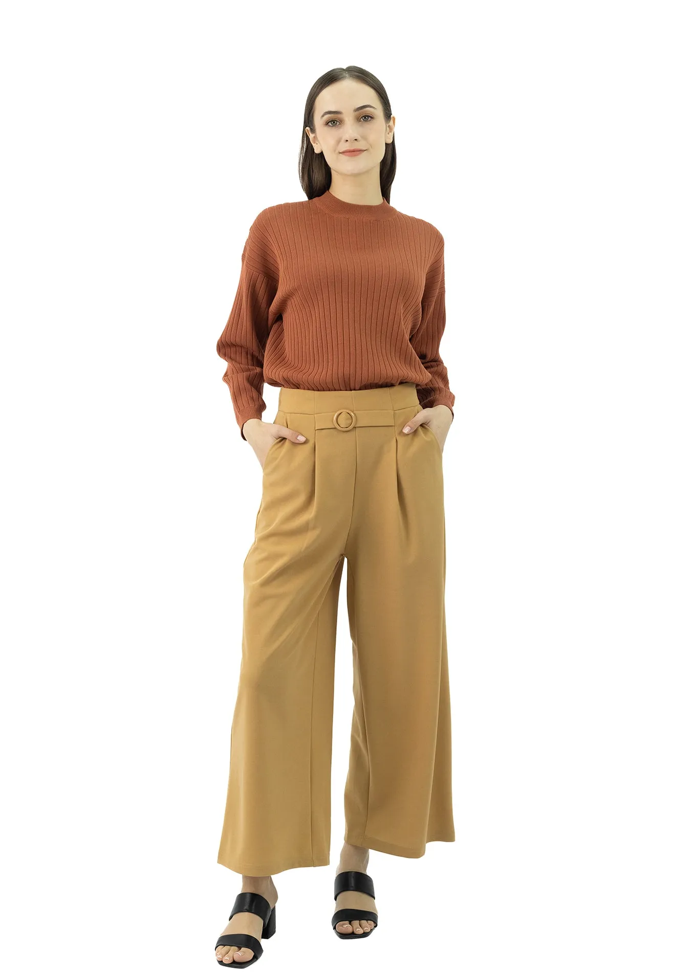 DAISY By VOIR KOL Pleated Side Buckle Pants