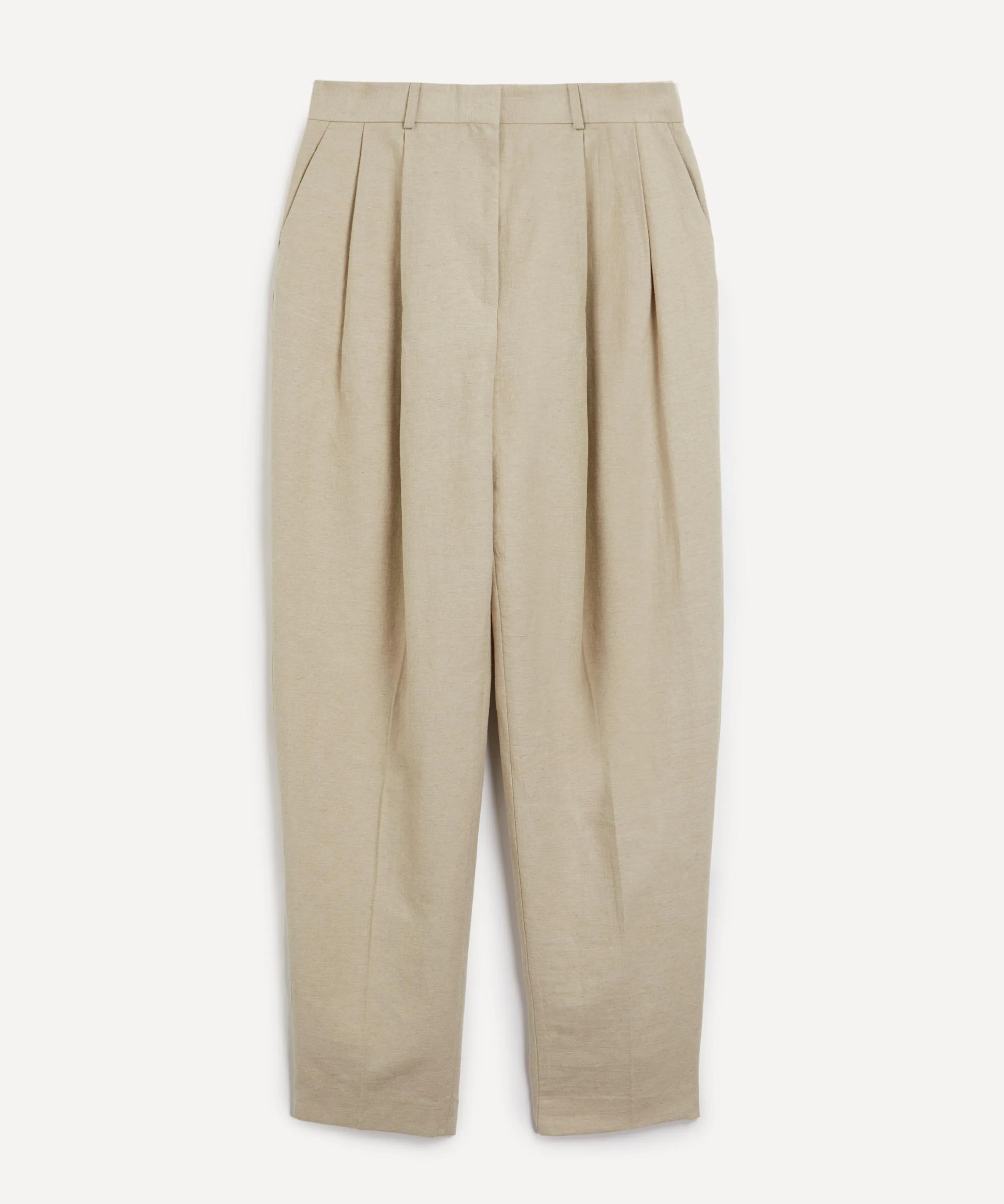 Double-Pleated Linen Tailored Trousers