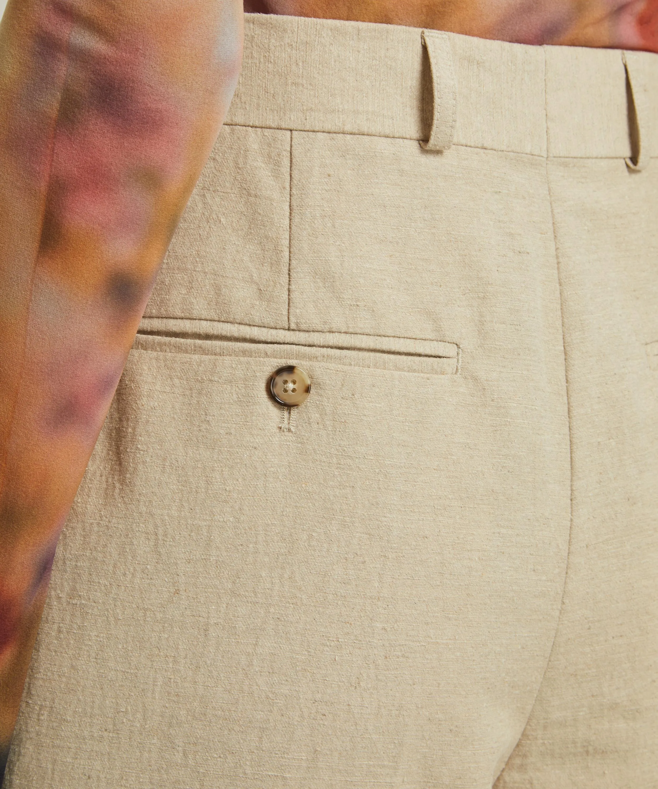 Double-Pleated Linen Tailored Trousers