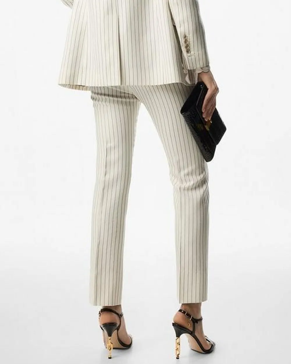 Ecru and Black Stripe Tailored Pant