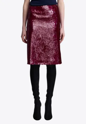 Este Sequin-Embellished Knee-Length Skirt