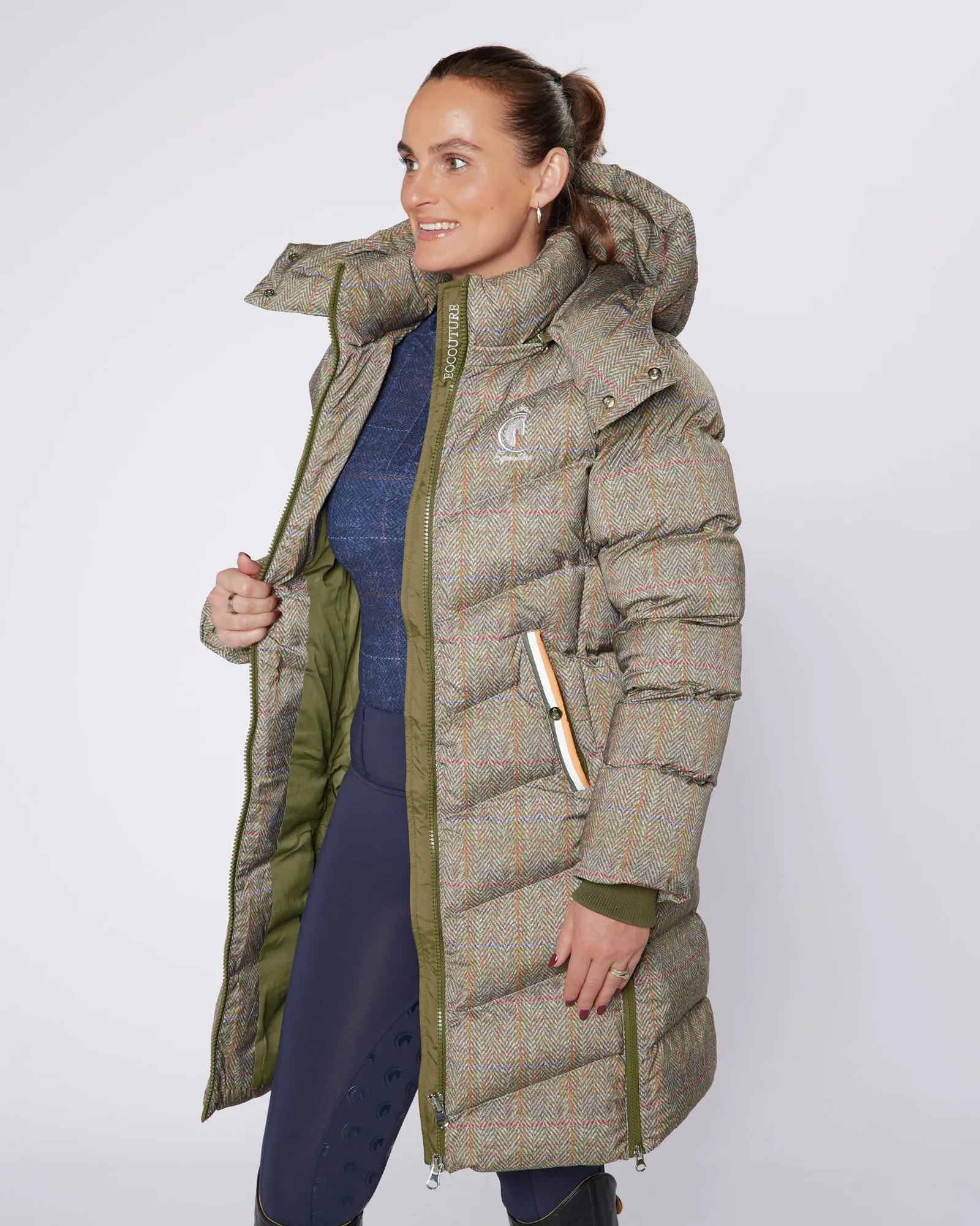 Exclusive Long Tweed Puffer Coat / Jacket - Detachable Hood