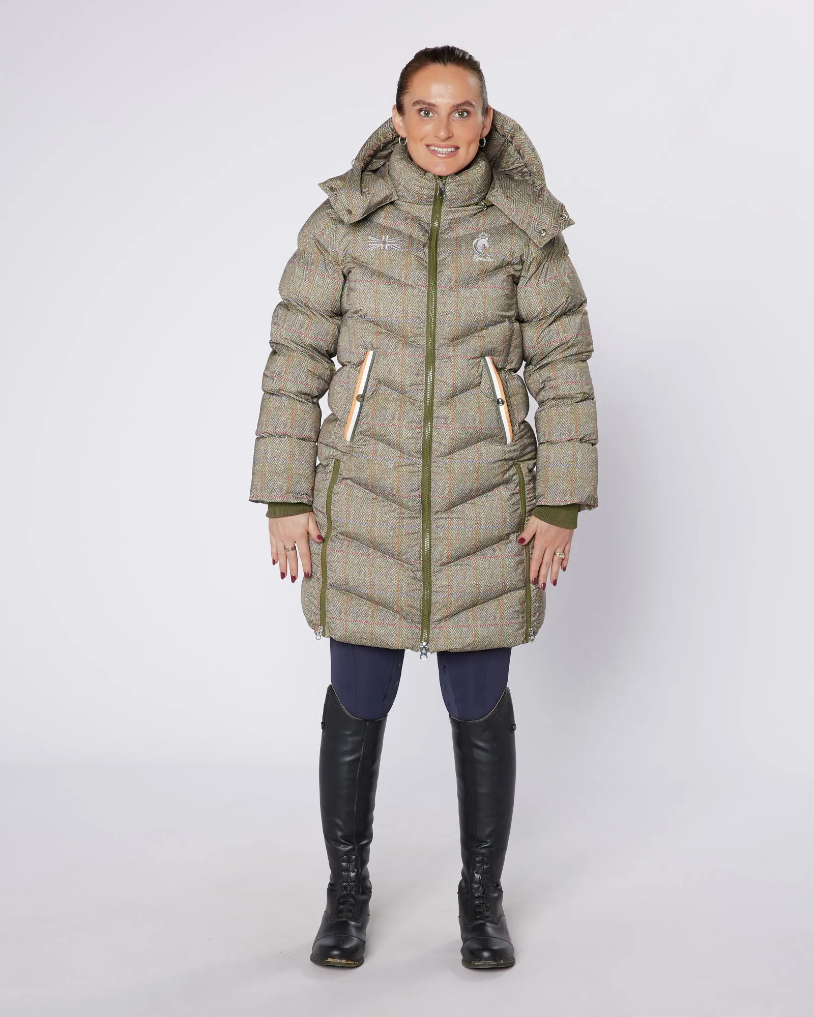 Exclusive Long Tweed Puffer Coat / Jacket - Detachable Hood