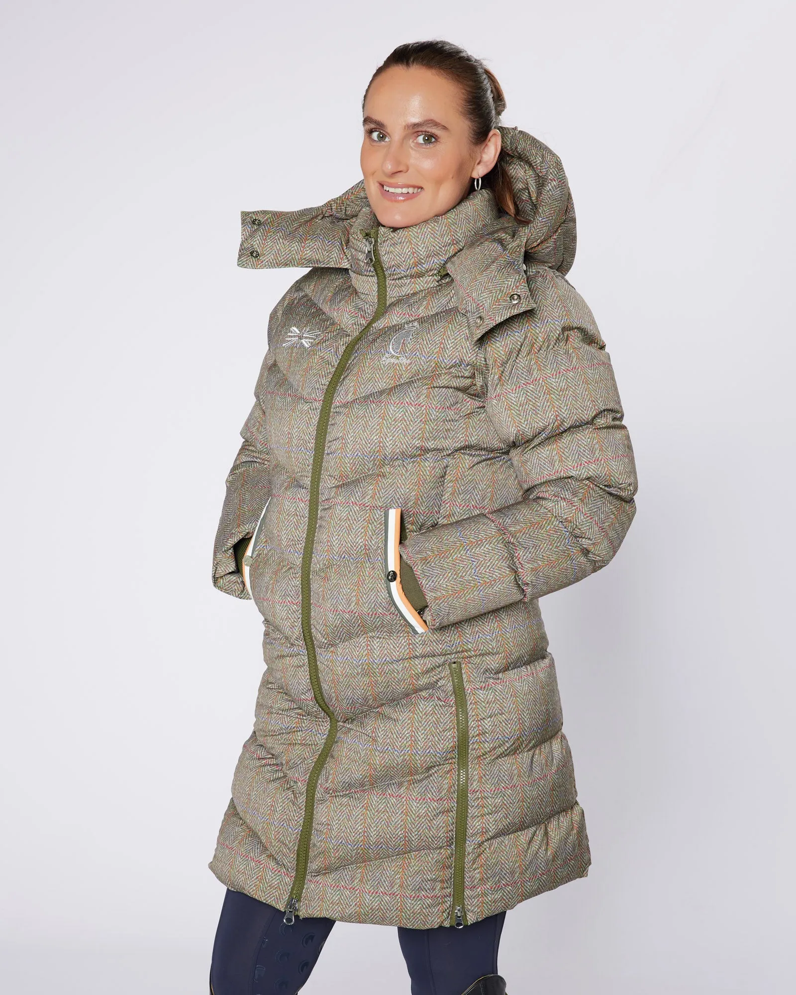 Exclusive Long Tweed Puffer Coat / Jacket - Detachable Hood