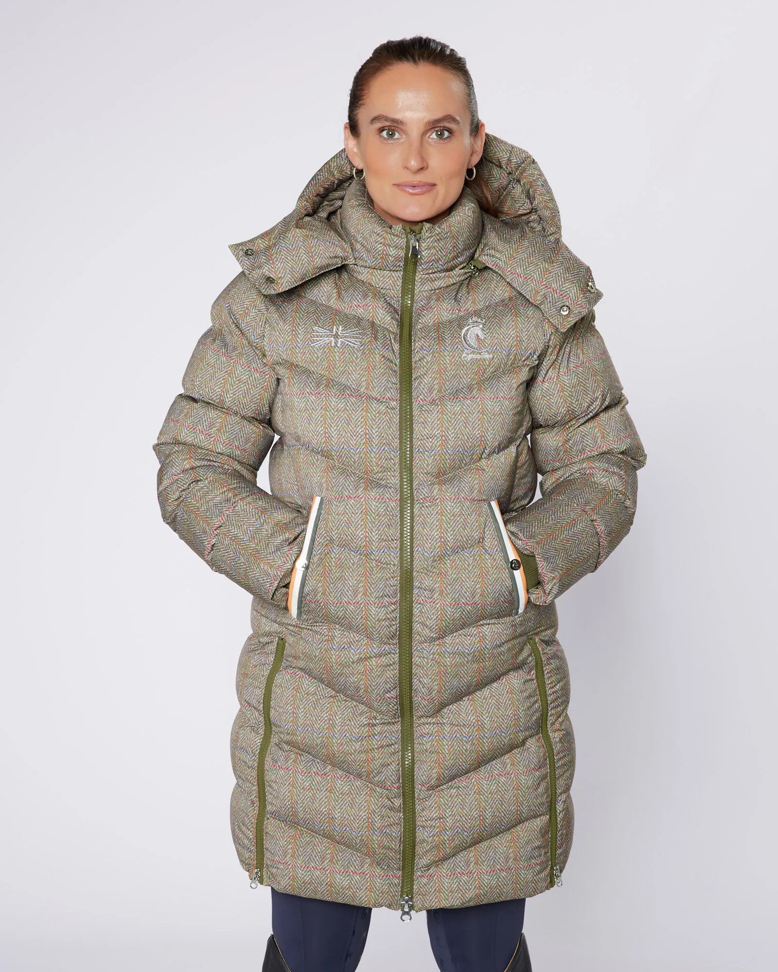 Exclusive Long Tweed Puffer Coat / Jacket - Detachable Hood