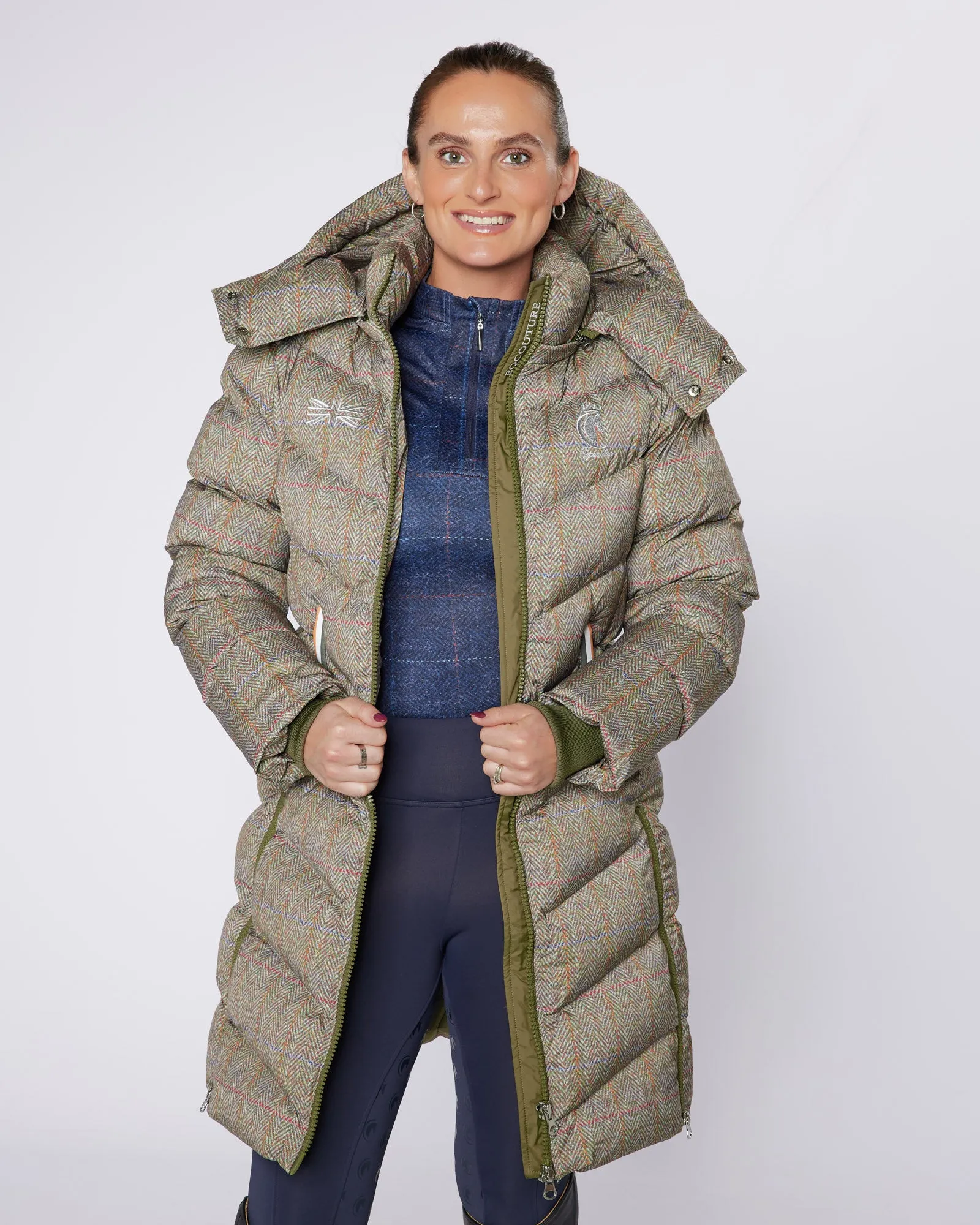 Exclusive Long Tweed Puffer Coat / Jacket - Detachable Hood