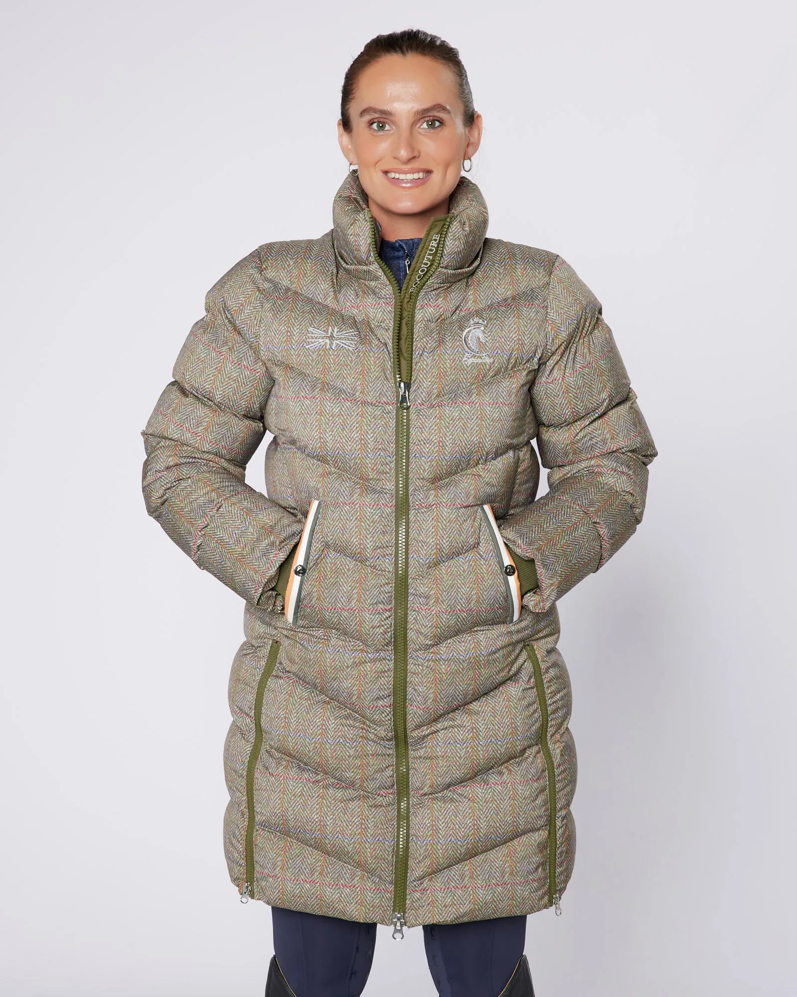 Exclusive Long Tweed Puffer Coat / Jacket - Detachable Hood