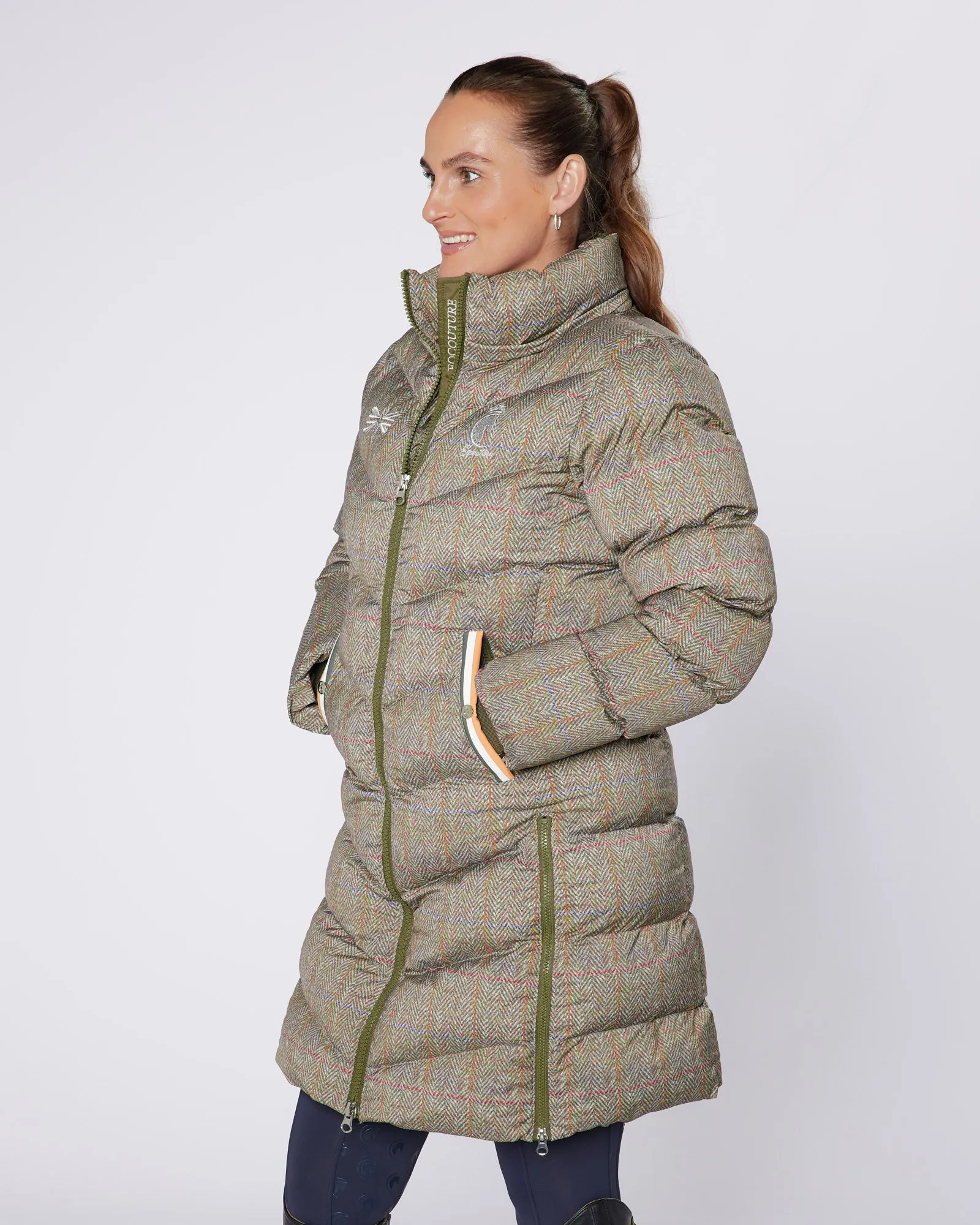 Exclusive Long Tweed Puffer Coat / Jacket - Detachable Hood