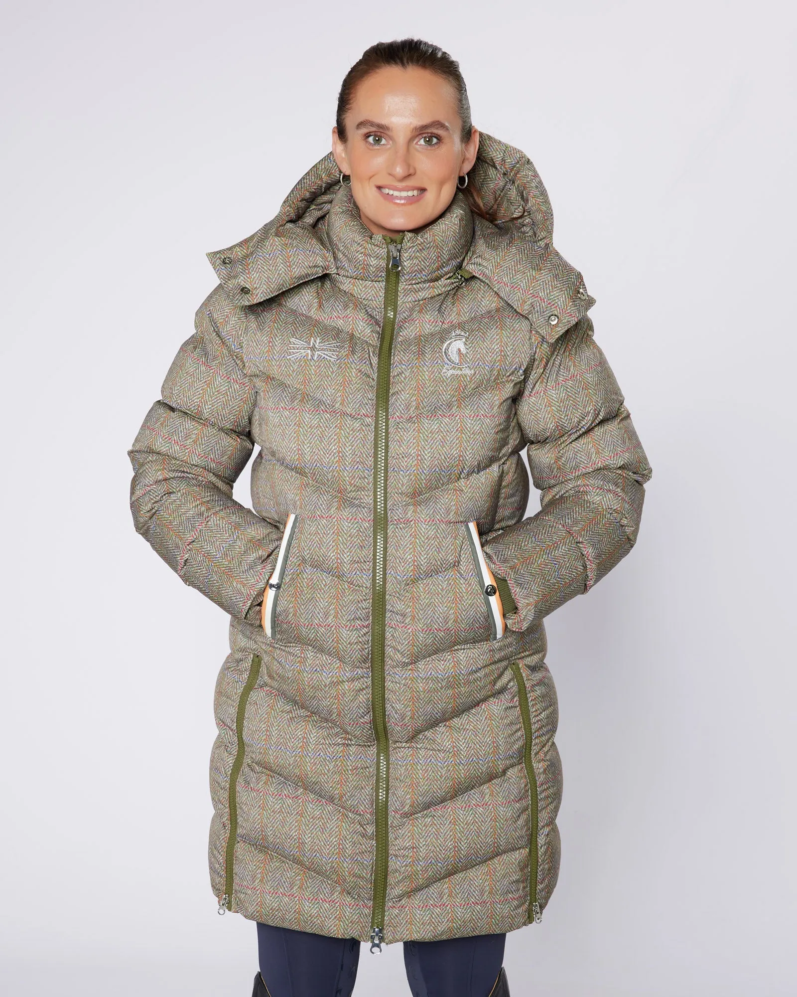 Exclusive Long Tweed Puffer Coat / Jacket - Detachable Hood