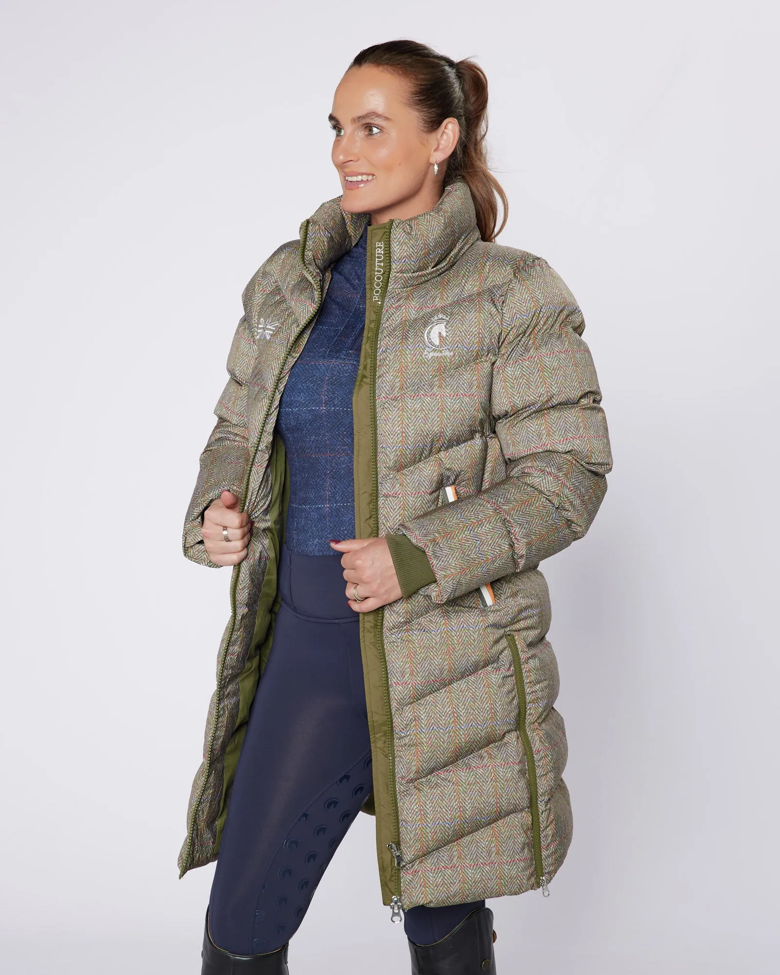 Exclusive Long Tweed Puffer Coat / Jacket - Detachable Hood